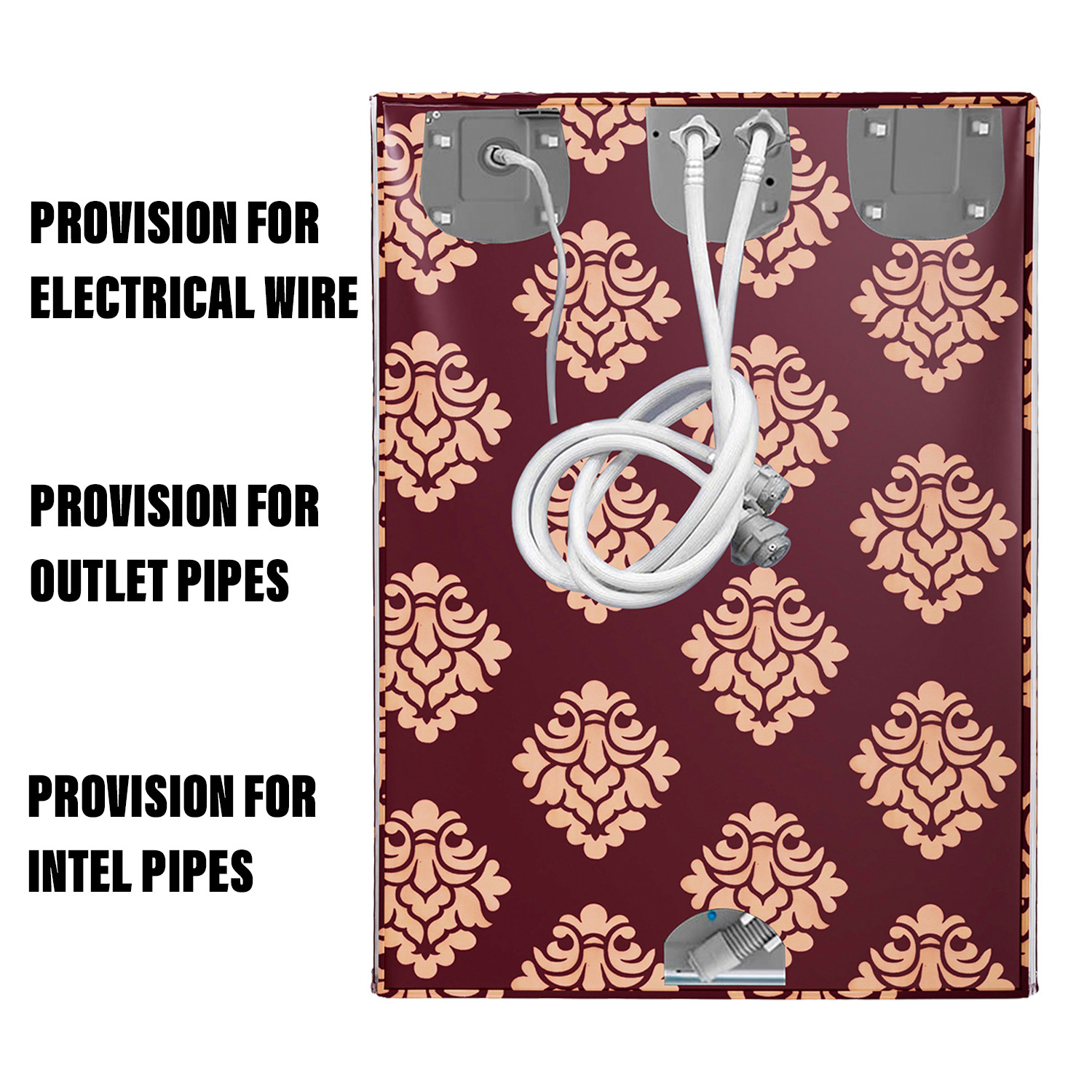 Kuber Industries Washing Machine Cover | Square Design Washing Machine Cover | Knitting Polyester | Top Load Semi-Automatic Washing Machine Cover | Maroon