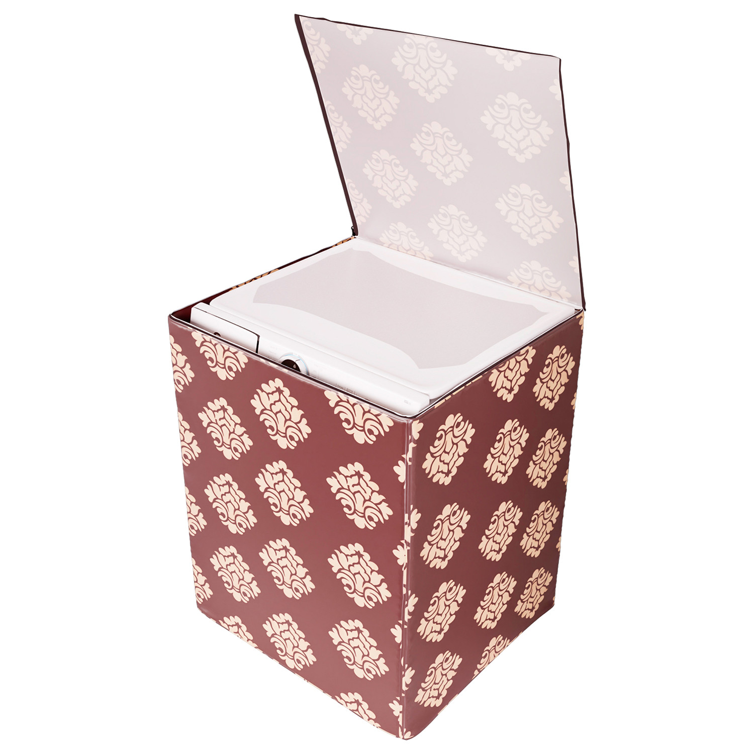 Kuber Industries Washing Machine Cover | Square Design Washing Machine Cover | Knitting Polyester | Top Load Fully-Automatic Washing Machine Cover | Maroon