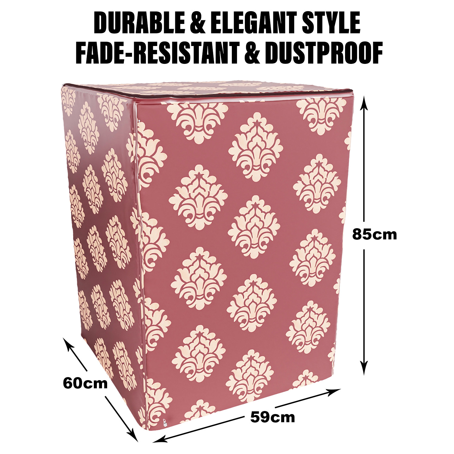 Kuber Industries Washing Machine Cover | Square Design Washing Machine Cover | Knitting Polyester | Top Load Fully-Automatic Washing Machine Cover | Maroon