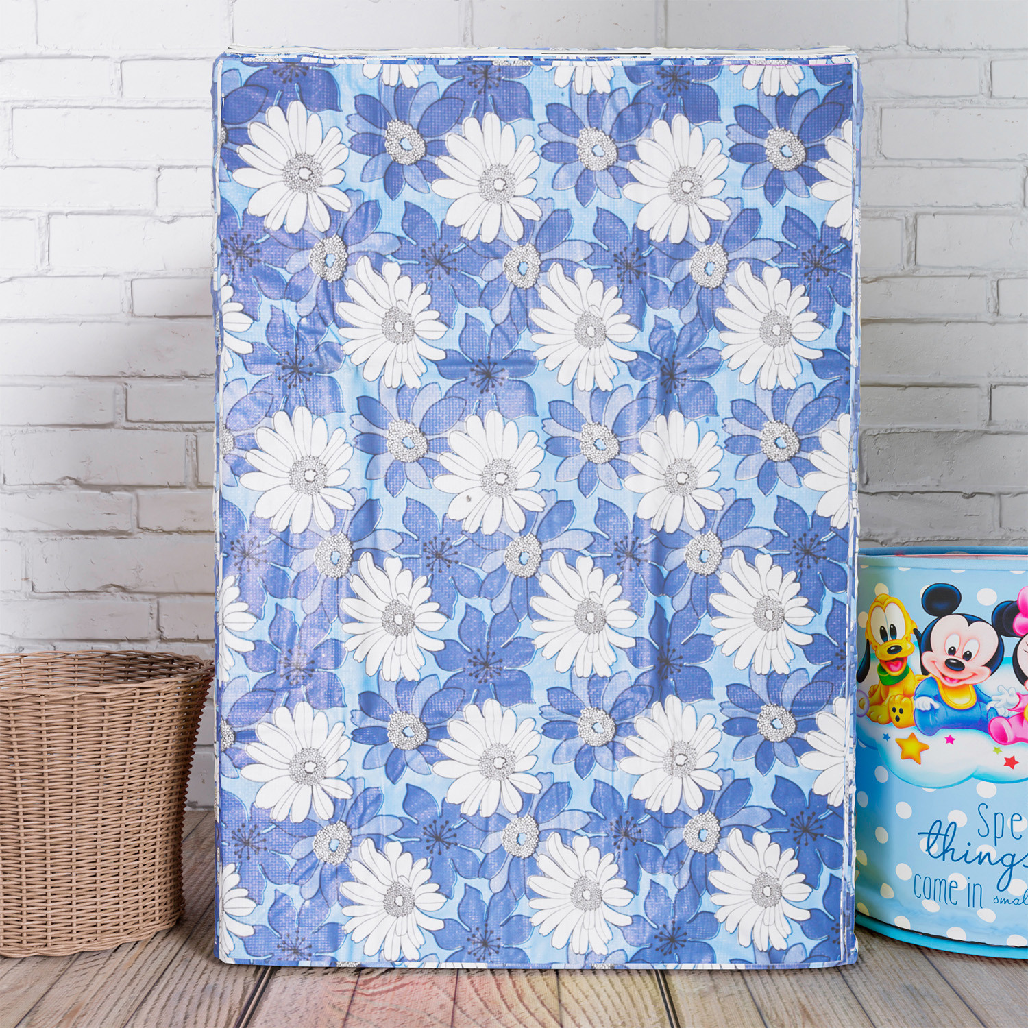 Kuber Industries Washing Machine Cover | Sun Flower Print Washing Machine Cover | PVC Top Load Fully-Automatic Washing Machine Cover | Blue
