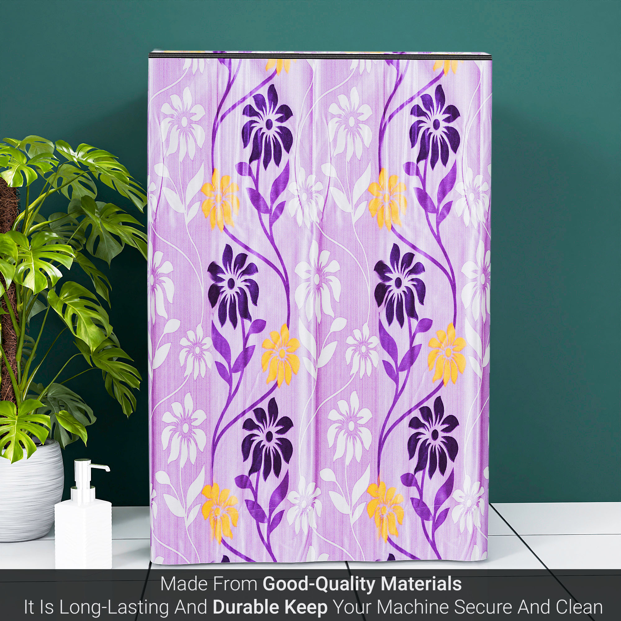 Kuber Industries Washing Machine Cover  Top Load Fully-Automatic Washer Covers  Ideal For 6 kg 65 kg 7 kg  75 kg  Waterproof  Dust-Proof Machine Cover  Kniting Square  Purple