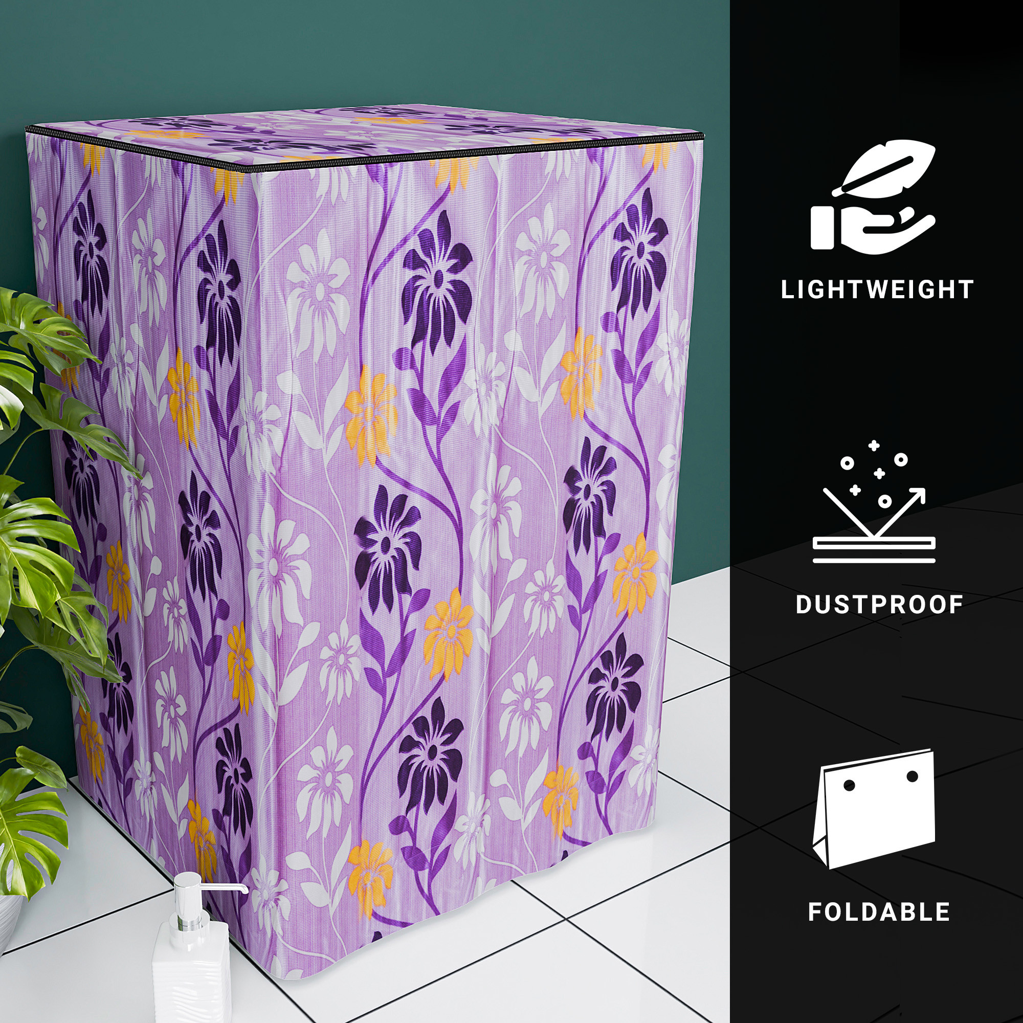 Kuber Industries Washing Machine Cover  Top Load Fully-Automatic Washer Covers  Ideal For 6 kg 65 kg 7 kg  75 kg  Waterproof  Dust-Proof Machine Cover  Kniting Square  Purple