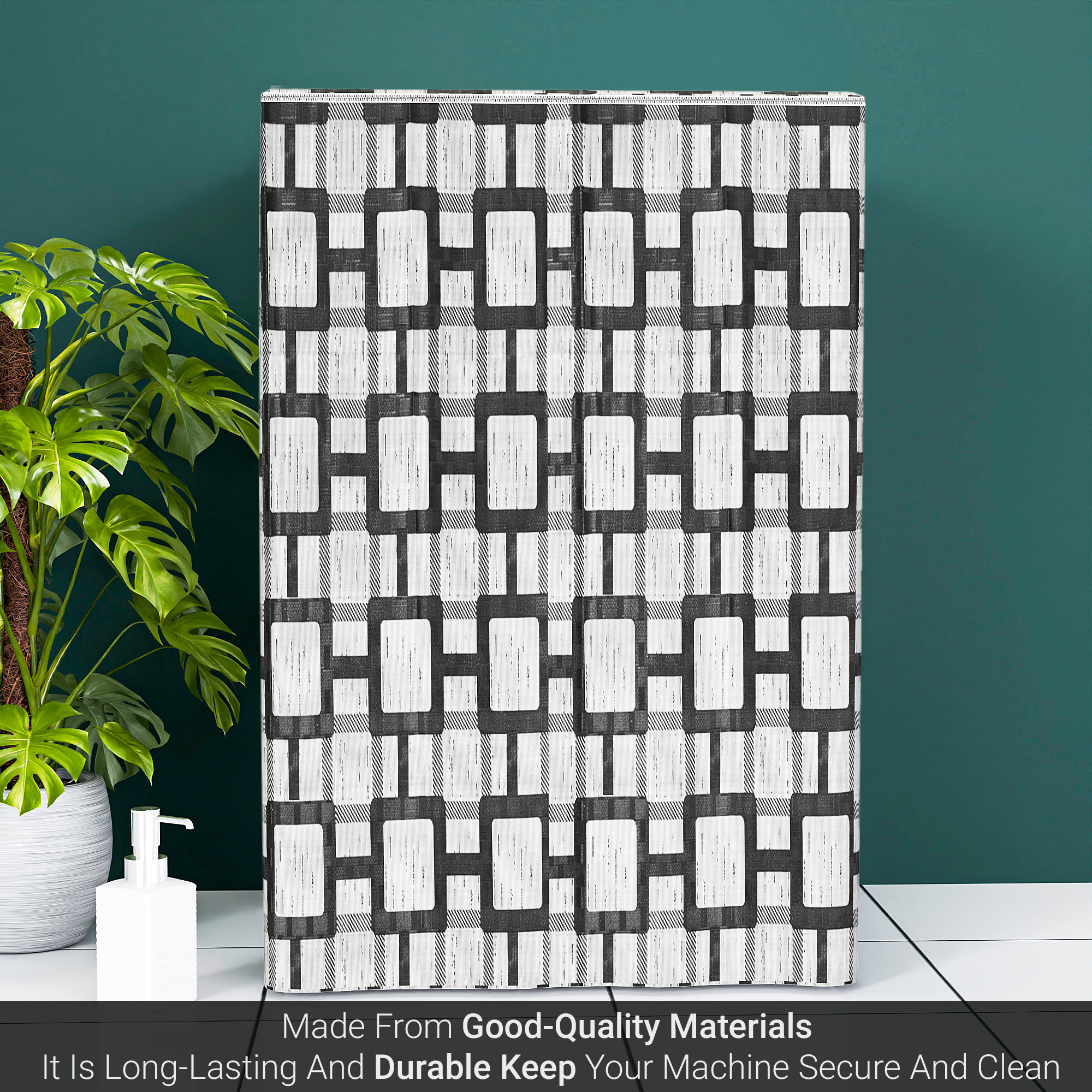 Kuber Industries Washing Machine Cover  Top Load Fully-Automatic Washer Covers  Ideal For 6 kg 65 kg 7 kg  75 kg  Waterproof  Dust-Proof Machine Cover  Bada Check  Grey