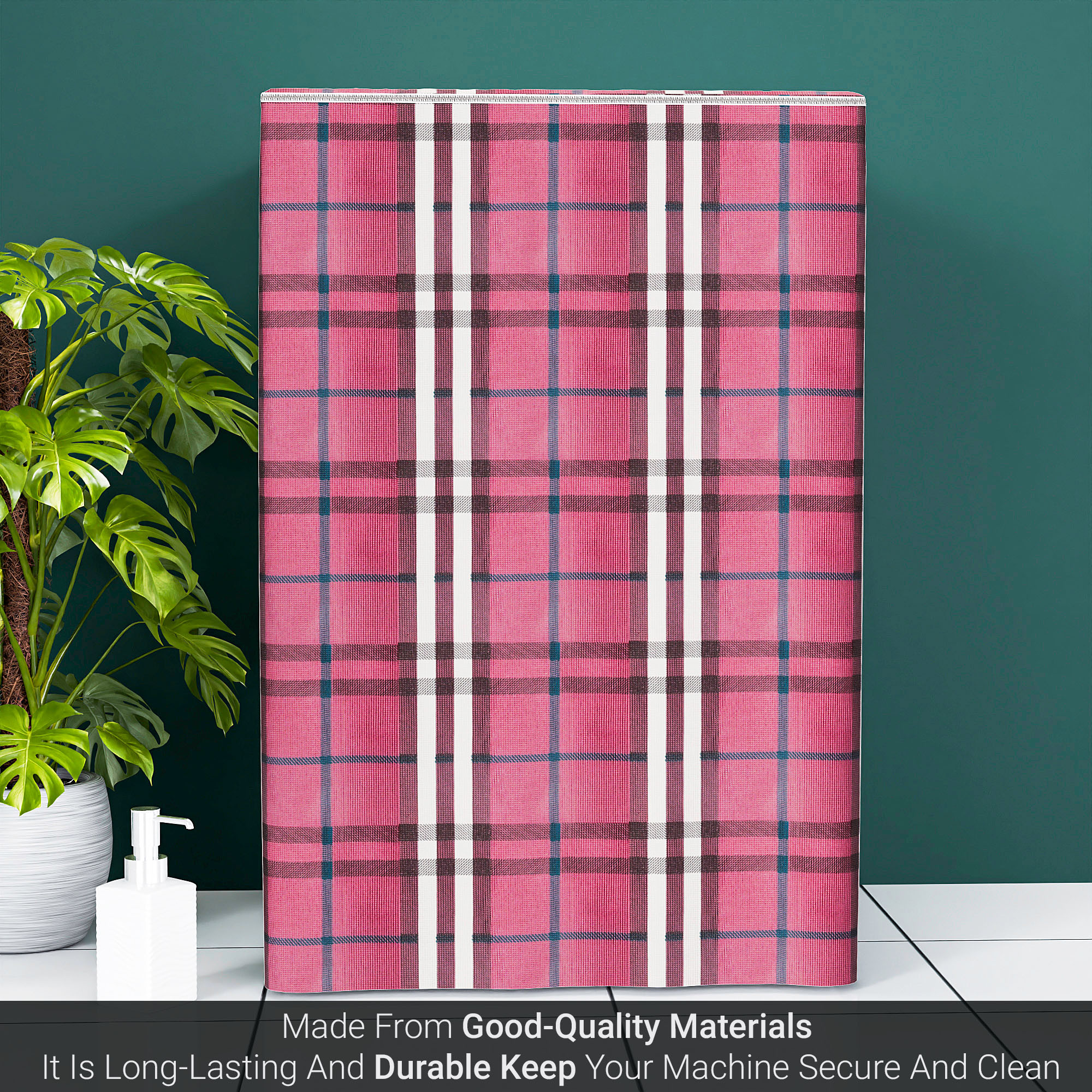 Kuber Industries Washing Machine Cover  Top Load Fully-Automatic Washer Covers  Ideal For 6 kg 65 kg 7 kg  75 kg  Waterproof  Dust-Proof Machine Cover  Bada Check  Maroon