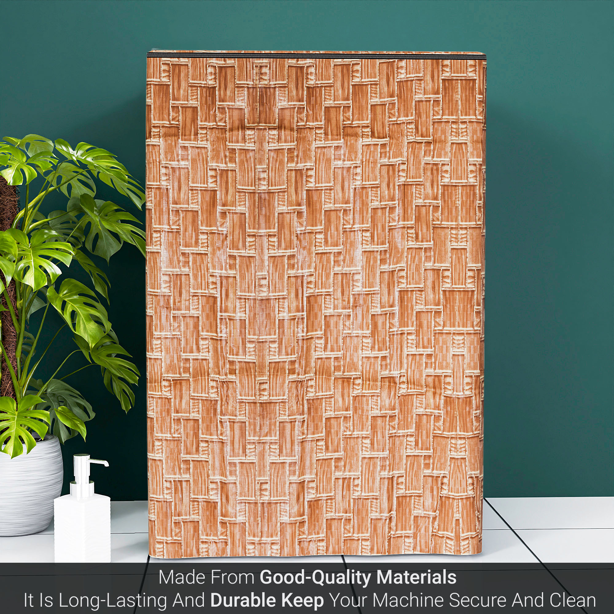 Kuber Industries Washing Machine Cover  Top Load Fully-Automatic Washer Covers  Ideal For 6 kg 65 kg 7 kg  75 kg  Waterproof  Dust-Proof Machine Cover  New Check  Golden