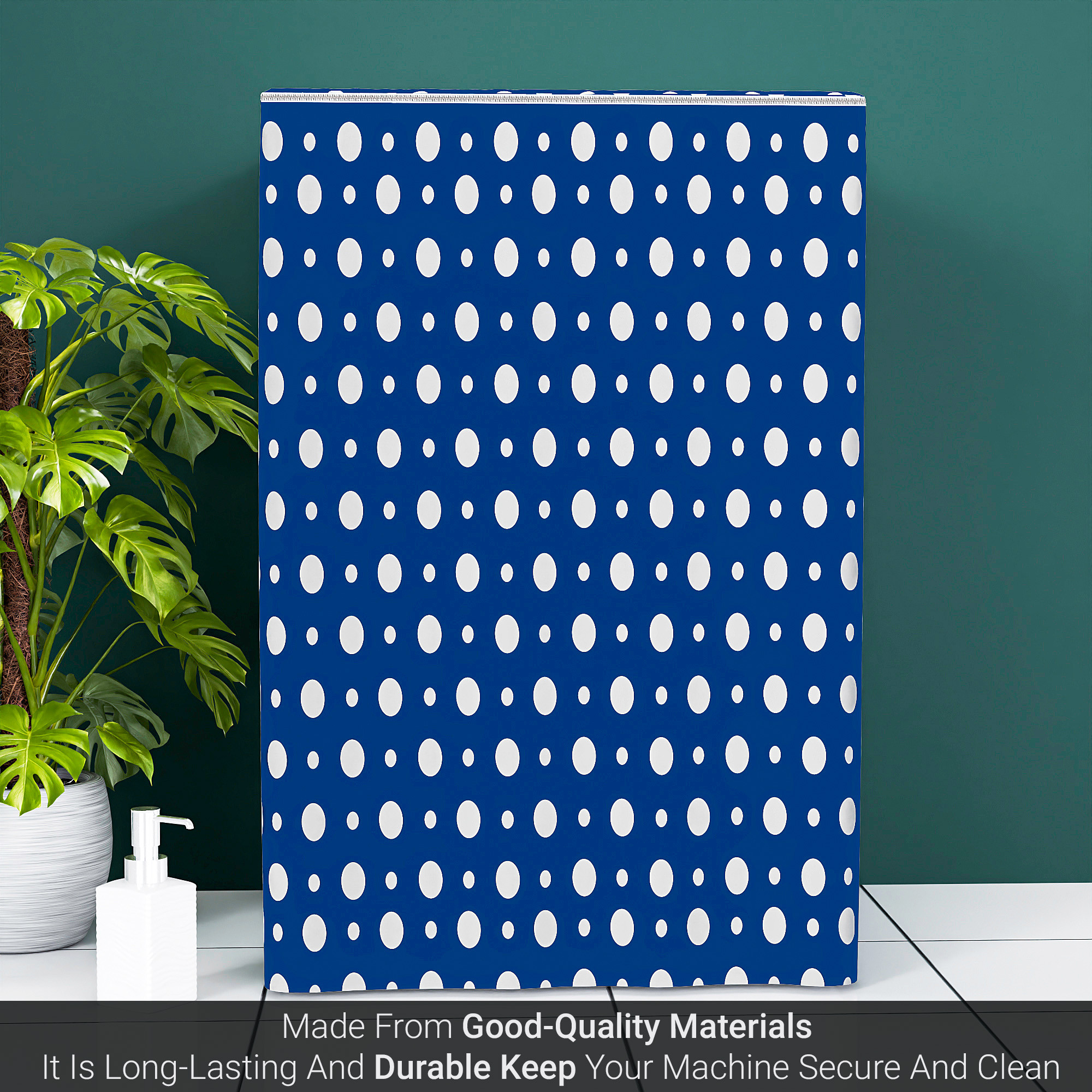 Kuber Industries Washing Machine Cover  Top Load Fully-Automatic Washer Covers  Ideal For 6 kg 65 kg 7 kg  75 kg  Waterproof  Dust-Proof Machine Cover  Dot Print  Blue