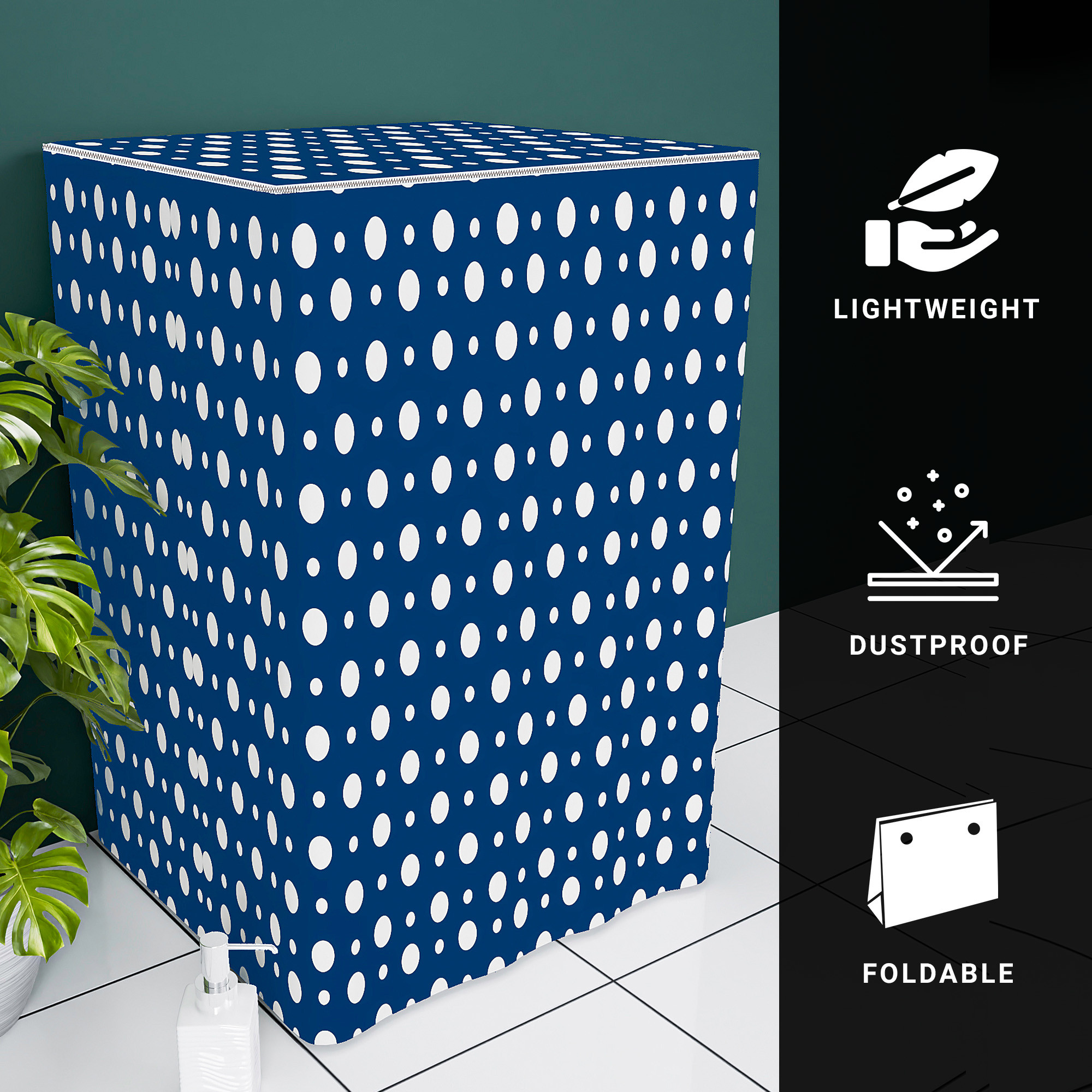 Kuber Industries Washing Machine Cover  Top Load Fully-Automatic Washer Covers  Ideal For 6 kg 65 kg 7 kg  75 kg  Waterproof  Dust-Proof Machine Cover  Dot Print  Blue