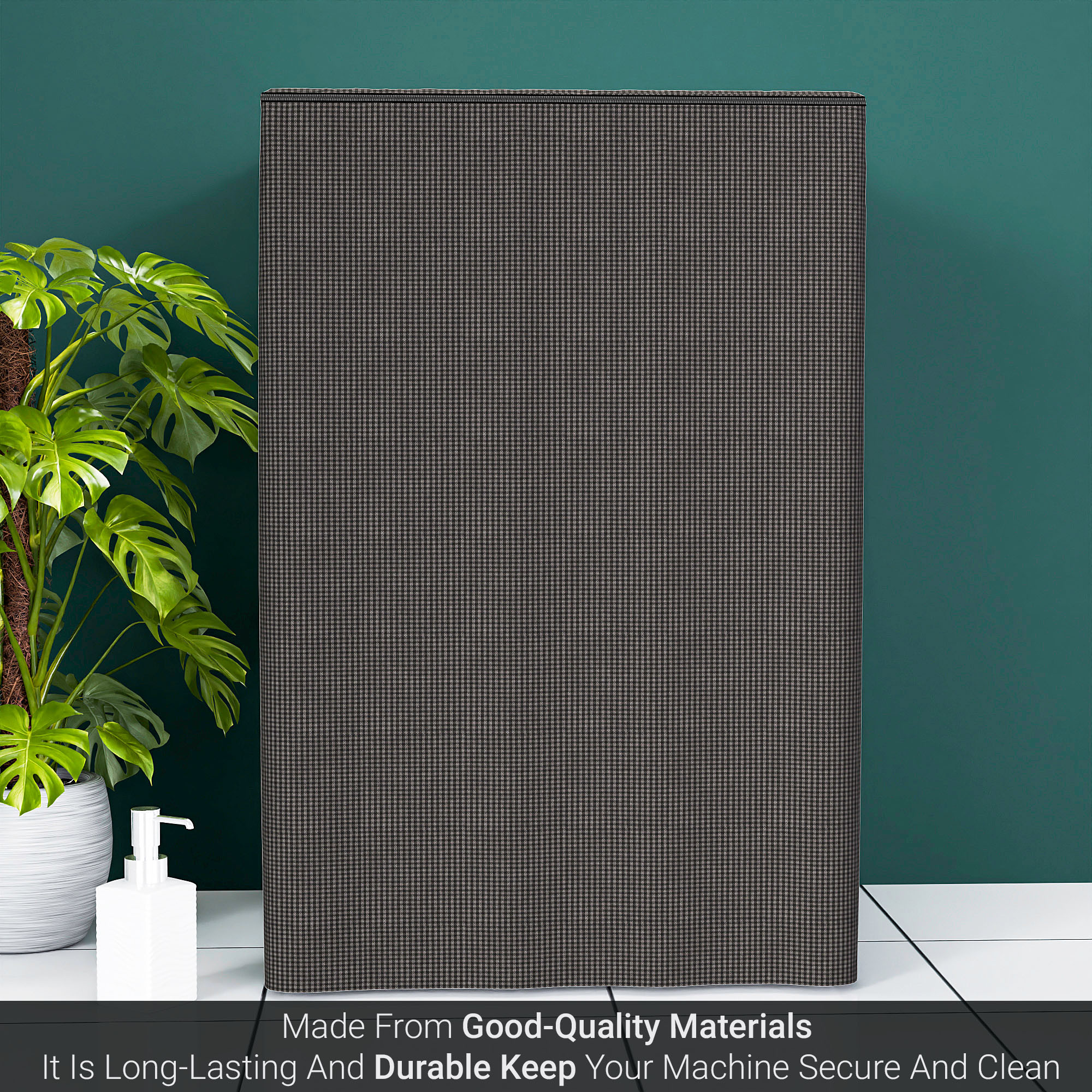 Kuber Industries Washing Machine Cover  Top Load Fully-Automatic Washer Covers  Ideal For 6 kg 65 kg 7 kg  75 kg  Waterproof  Dust-Proof Machine Cover  Mini Check  Brown