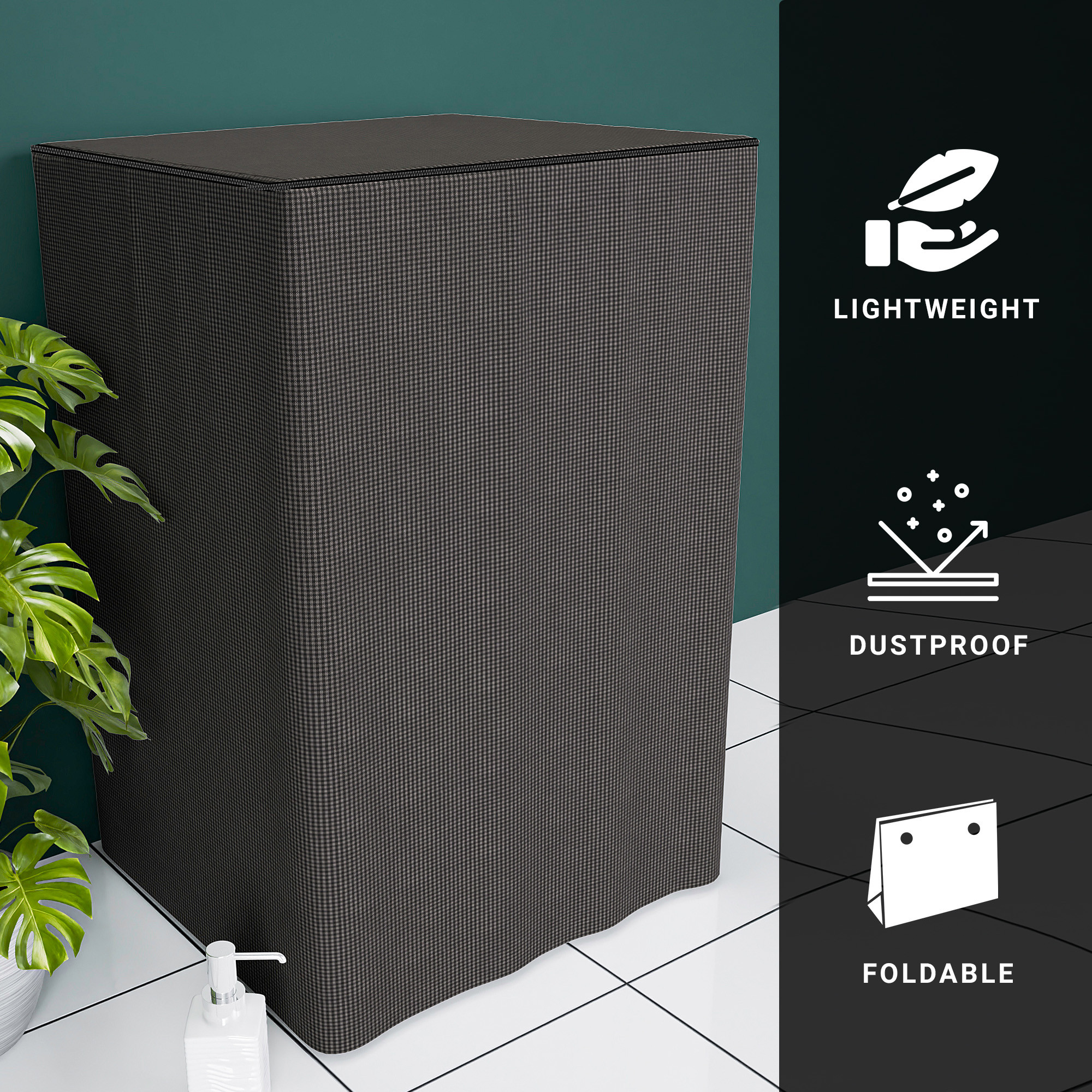 Kuber Industries Washing Machine Cover  Top Load Fully-Automatic Washer Covers  Ideal For 6 kg 65 kg 7 kg  75 kg  Waterproof  Dust-Proof Machine Cover  Mini Check  Brown