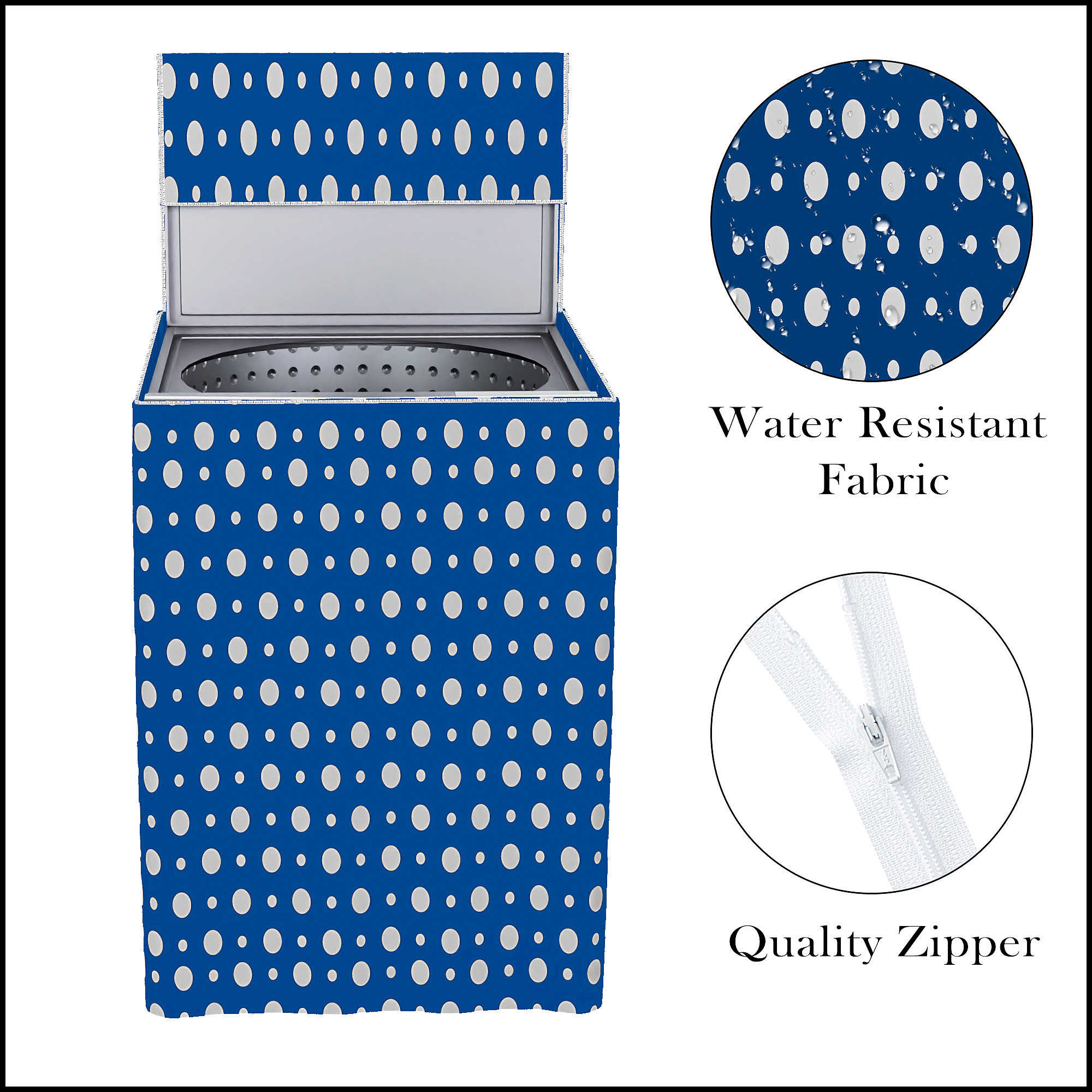 Kuber Industries Washing Machine Cover  Top Load Fully-Automatic Washer Covers  Ideal For 6 kg 65 kg 7 kg  75 kg  Waterproof  Dust-Proof Machine Cover  Dot Print  Blue