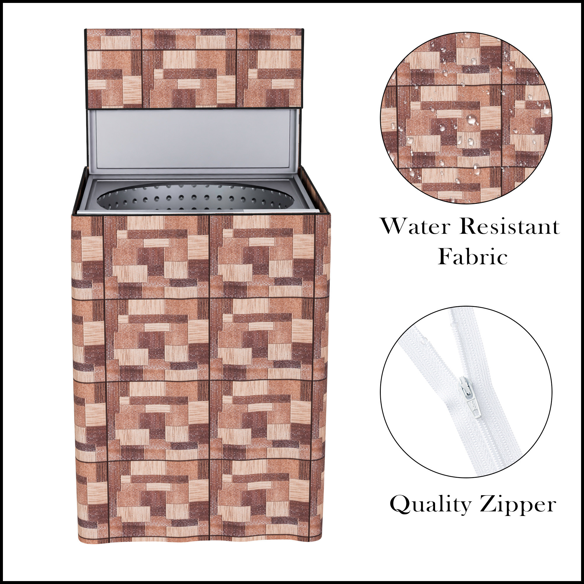 Kuber Industries Washing Machine Cover  Top Load Fully-Automatic Washer Covers  Ideal For 6 kg 65 kg 7 kg  75 kg  Waterproof  Dust-Proof Machine Cover  New Check  Brown