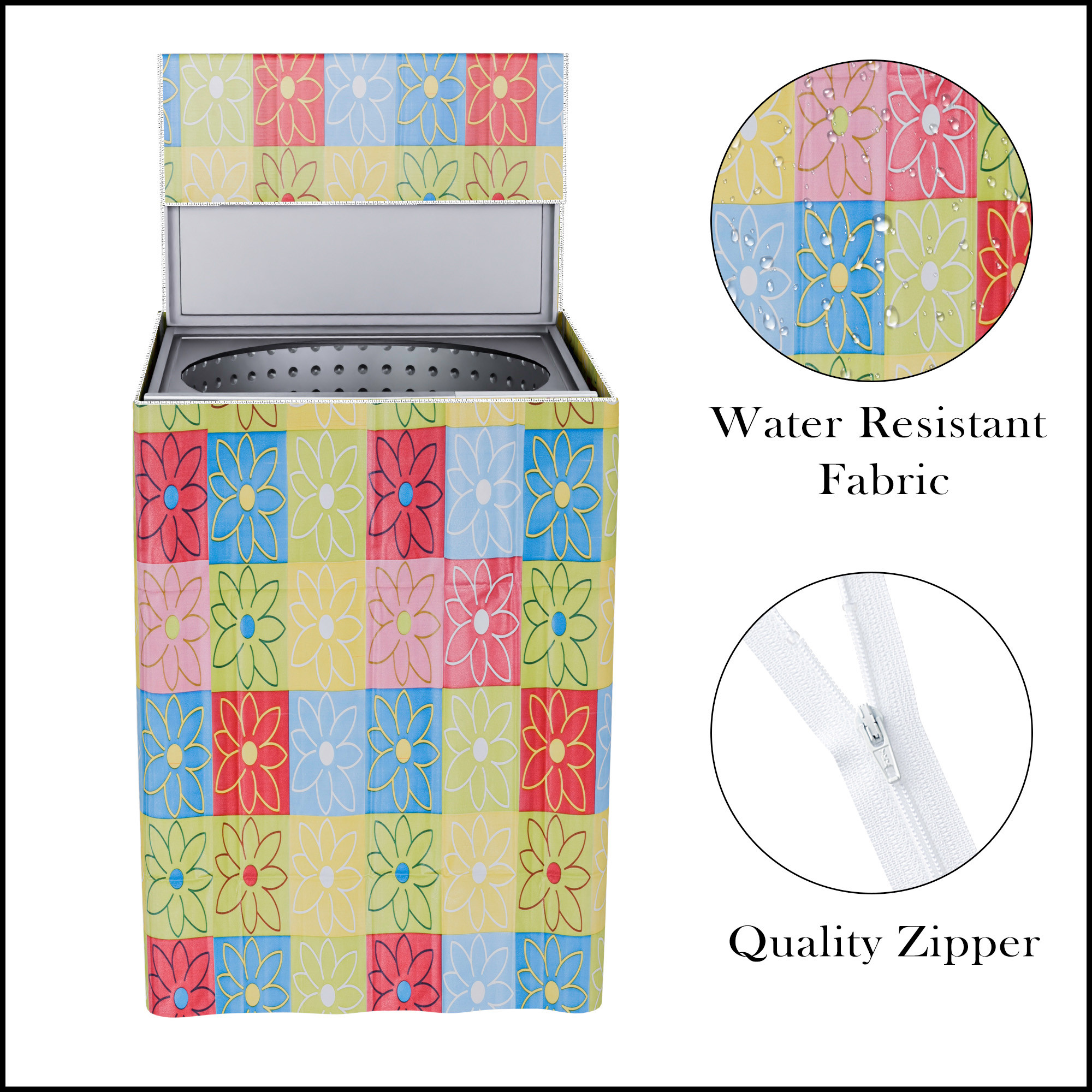Kuber Industries Washing Machine Cover  Top Load Fully-Automatic Washer Covers  Ideal For 6 kg 65 kg 7 kg  75 kg  Waterproof  Dust-Proof Machine Cover  Check Flower  Multicolor