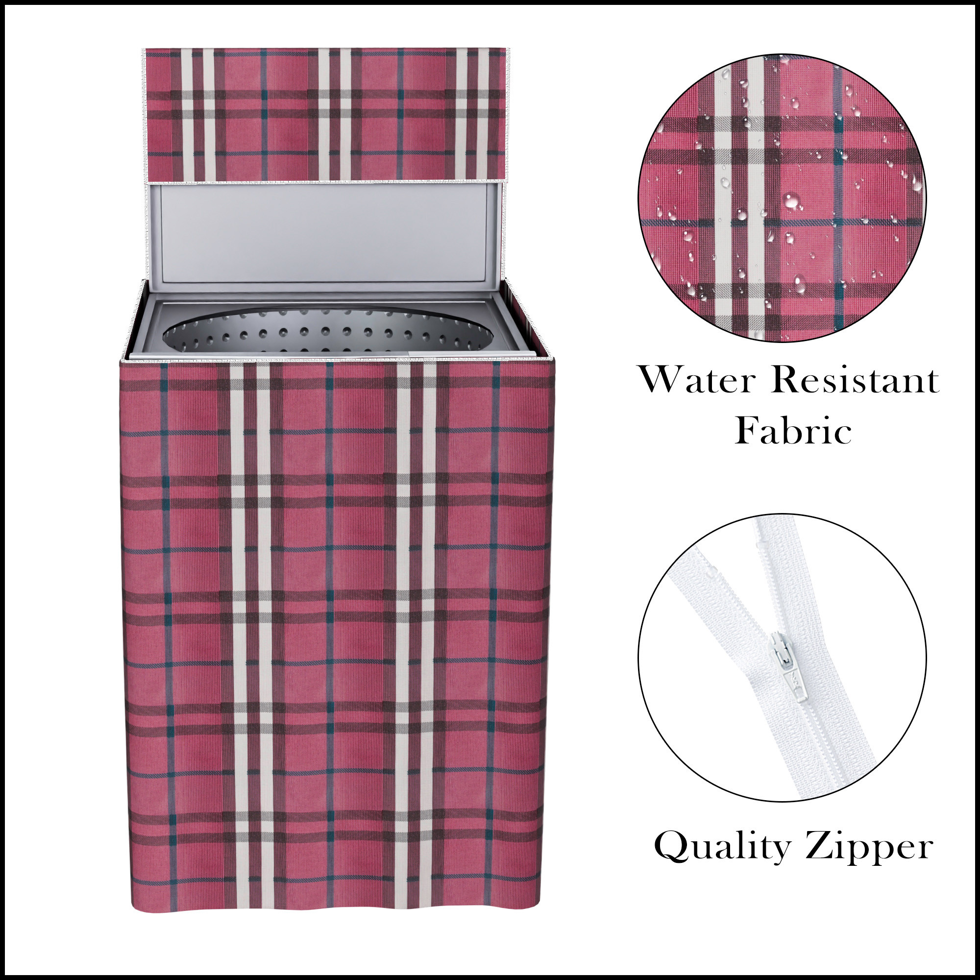 Kuber Industries Washing Machine Cover  Top Load Fully-Automatic Washer Covers  Ideal For 6 kg 65 kg 7 kg  75 kg  Waterproof  Dust-Proof Machine Cover  Bada Check  Maroon