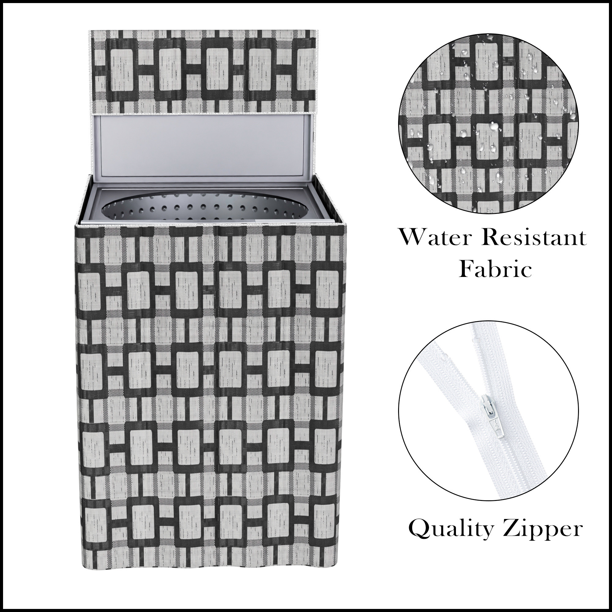 Kuber Industries Washing Machine Cover  Top Load Fully-Automatic Washer Covers  Ideal For 6 kg 65 kg 7 kg  75 kg  Waterproof  Dust-Proof Machine Cover  Bada Check  Grey