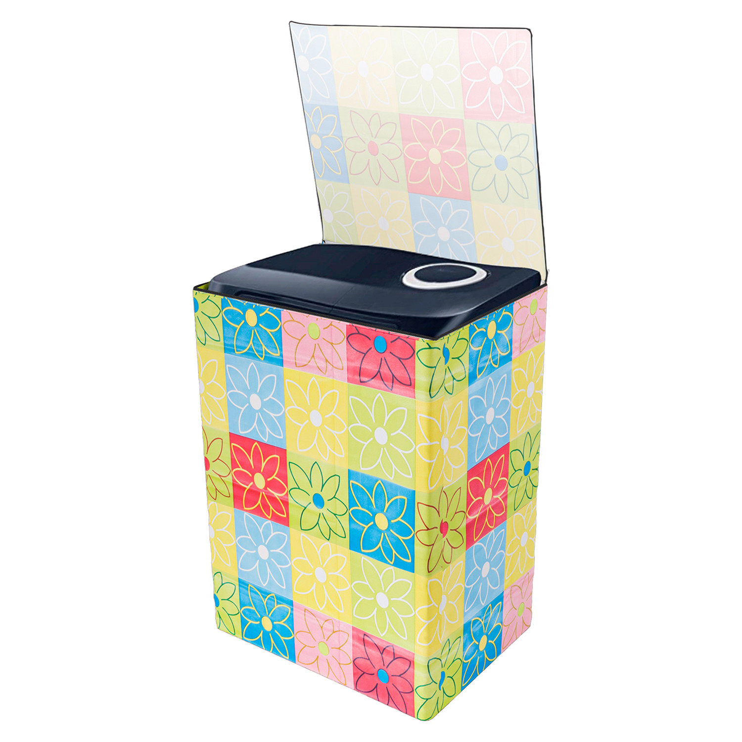 Kuber Industries Washing Machine Cover | Yellow & Check Print Washing Machine Cover | PVC | Top Load Semi-Automatic Washing Machine Cover | Multi