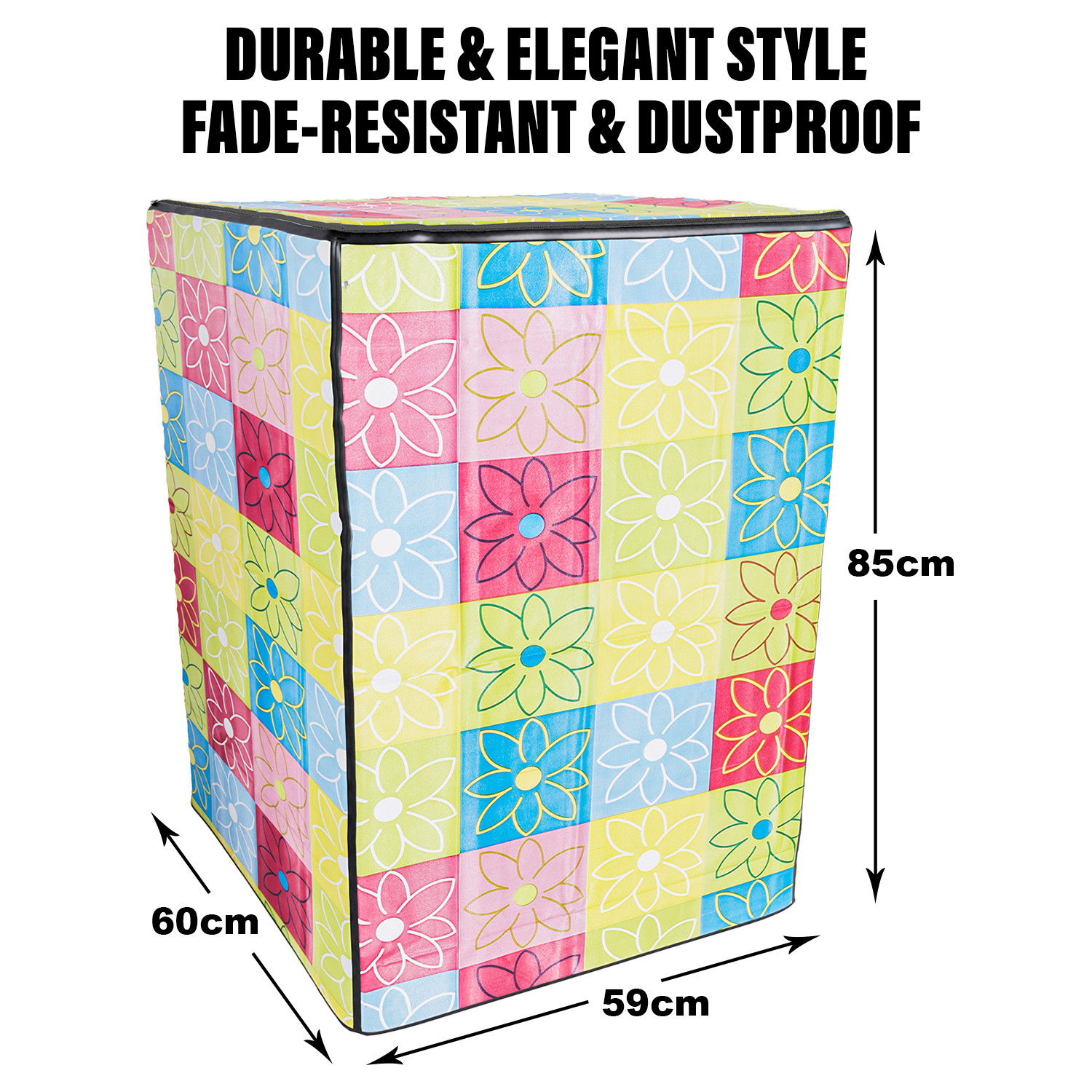 Kuber Industries Washing Machine Cover | Yellow & Check Print Washing Machine Cover | PVC | Top Load Fully-Automatic Washing Machine Cover | Multi