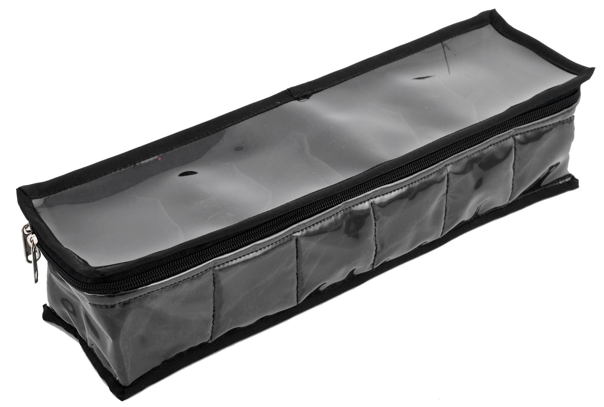 Kuber Industries Watch Case/Wrist Watch Holder/Watch Organizer/Bracelet Pouch Transparent Top Watch Case with 6 Roll (Black)-KUBMART1664