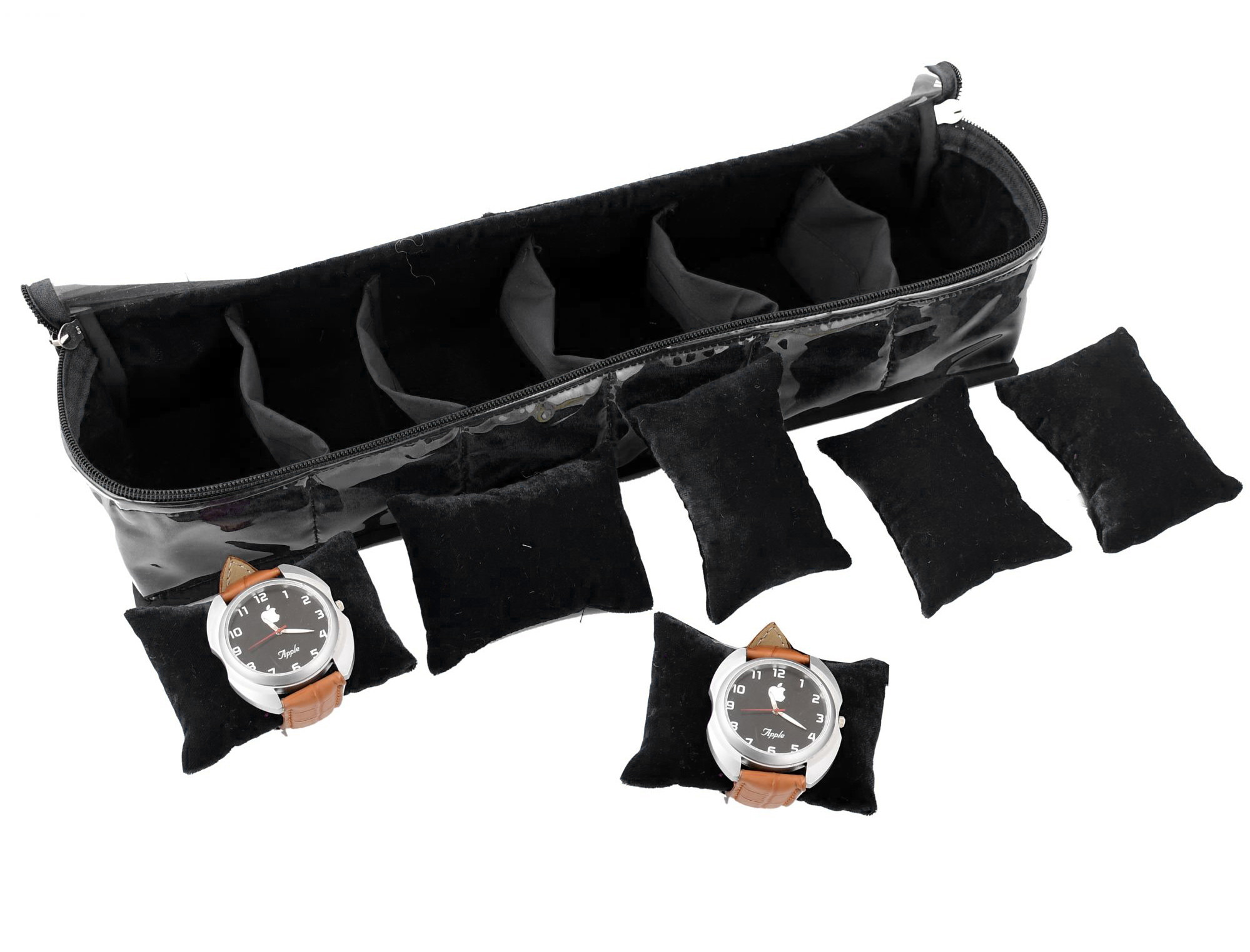 Kuber Industries Watch Case/Wrist Watch Holder/Watch Organizer/Bracelet Pouch Transparent Top Watch Case with 6 Roll (Black)-KUBMART1664