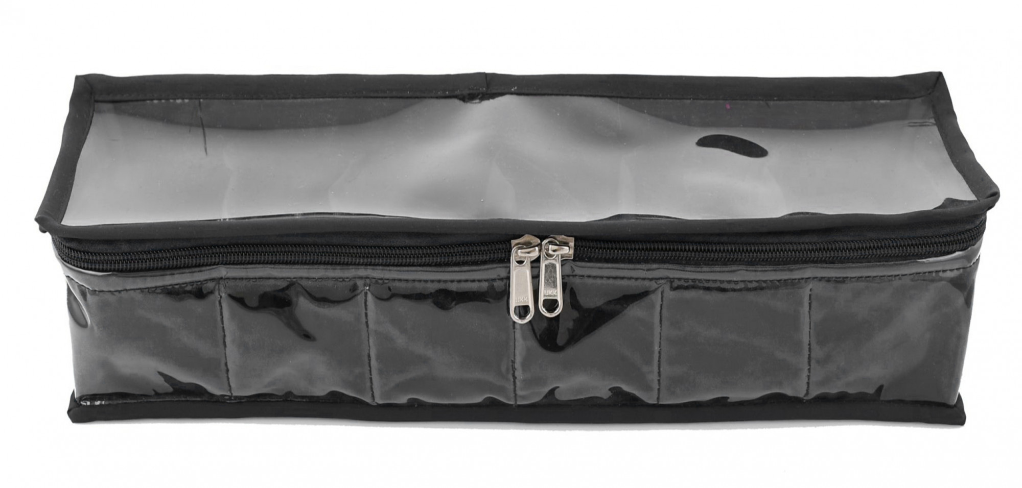 Kuber Industries Watch Case/Wrist Watch Holder/Watch Organizer/Bracelet Pouch Transparent Top Watch Case with 6 Roll (Black)-KUBMART1664