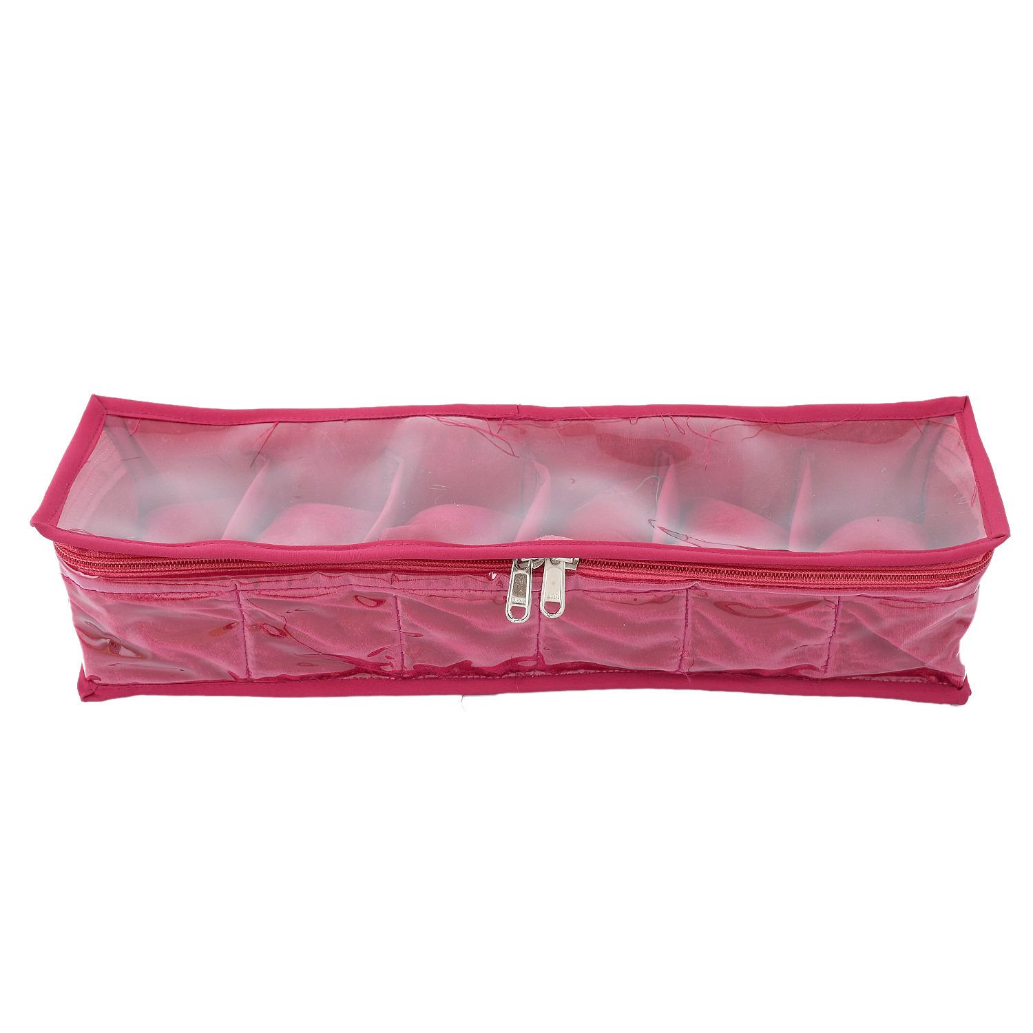 Kuber Industries Watch Case/Wrist Watch Holder/Watch Organizer/Bracelet Pouch Transparent Top Watch Case With 6 Roll  (Pink) -CTKTC39125