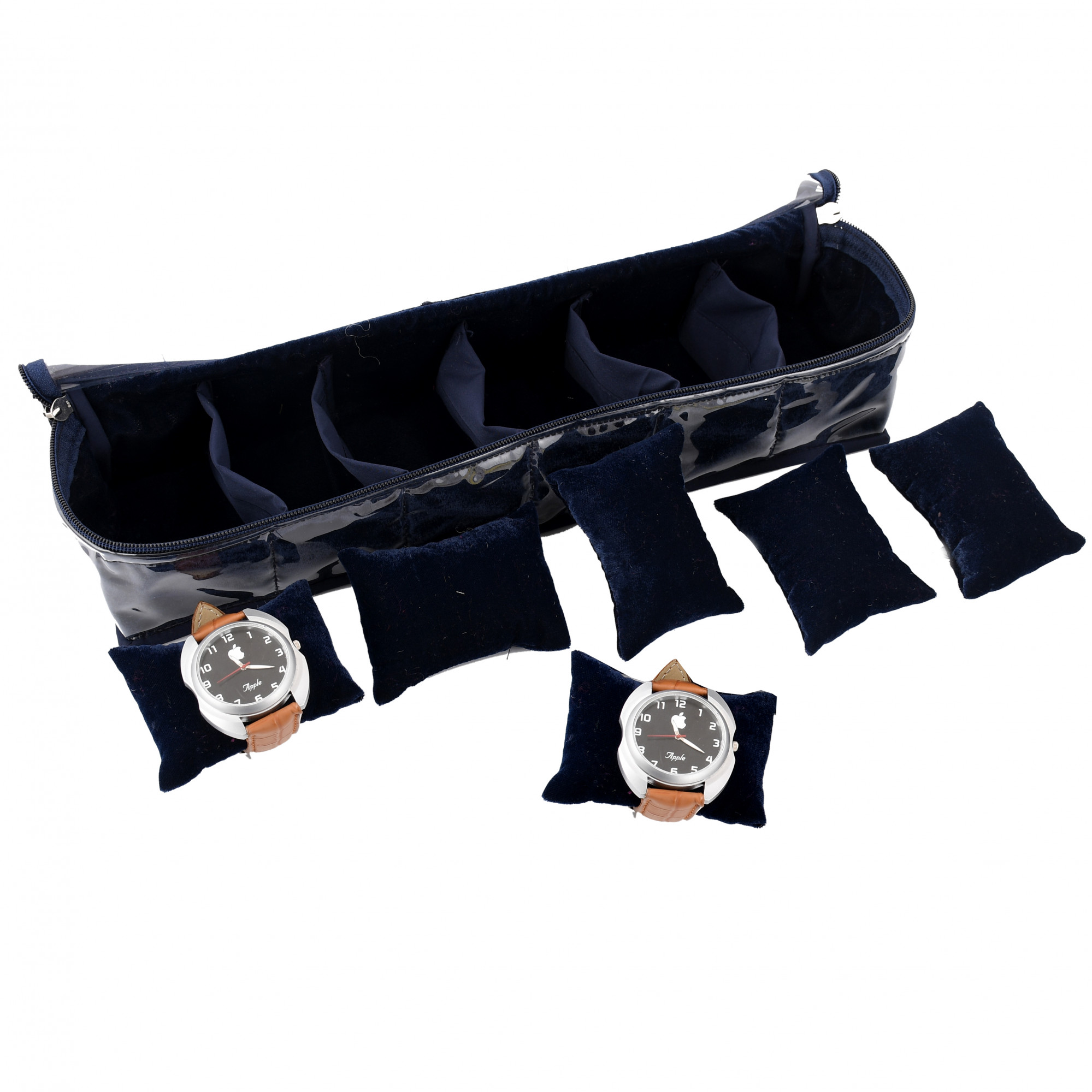 Kuber Industries Watch Case/Wrist Watch Holder/Watch Organizer/Bracelet Pouch Transparent Top Watch Case With 6 Roll  (Blue) -CTKTC39129