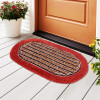 Water Absorbing Bathroom Mat | Oval Anti-Slip Door Foot Mats for Home Decor & Kitchen Floor Perdan | Lining Design -Red