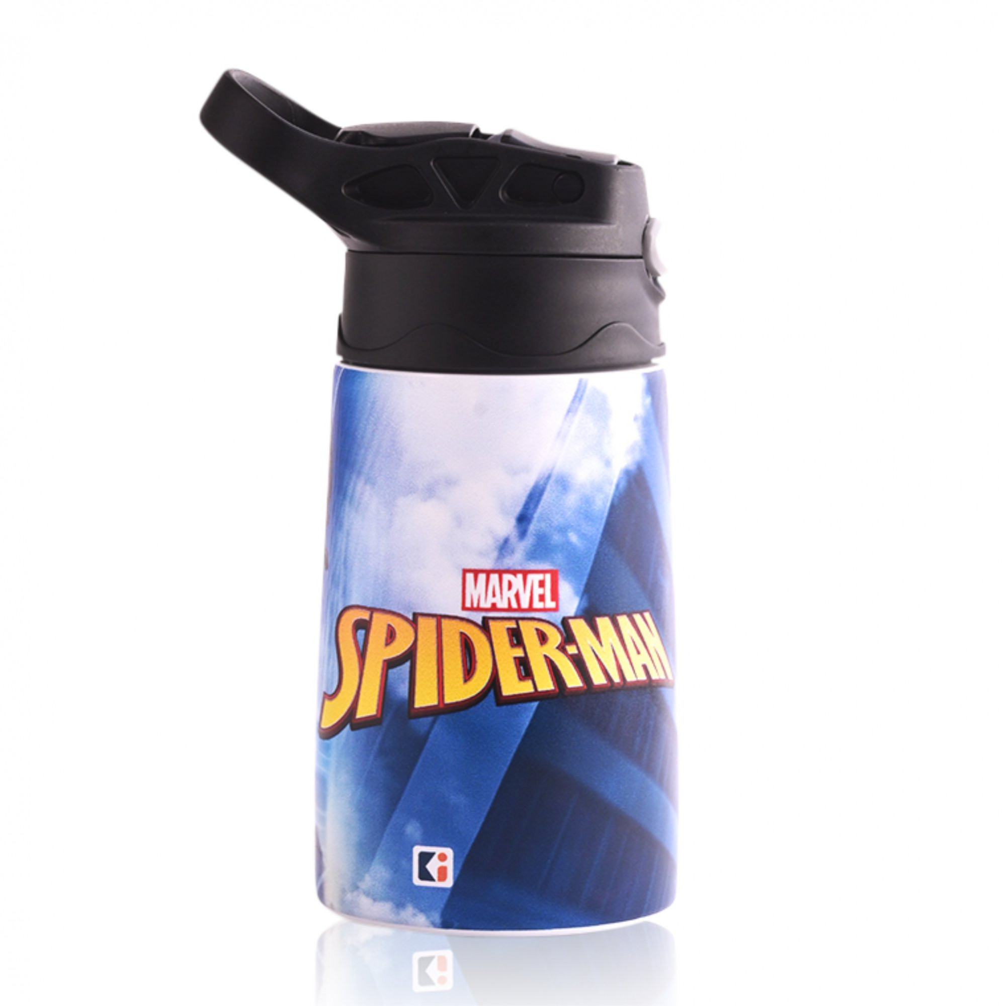 Kuber Industries Water Bottle  Marvel Spiderman  350 ml Insulated Water Bottle  Button Press Sipper Bottle for Adults  Kids  BPA-Free  Steel Bottle for Travel  Gym Bottle  Blue