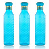 Water Bottle | Plastic Water Bottle for Fridge | Water Bottle for Kitchen | Ideal for Restaurant | Water Bottle for Refrigerator | Square H2O Bottle | 1 LTR | Pack of 3 | Blue