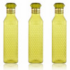Water Bottle | Plastic Water Bottle for Fridge | Water Bottle for Kitchen | Ideal for Restaurant | Water Bottle for Refrigerator | Square H2O Bottle | 1 LTR | Pack of 3 | Green