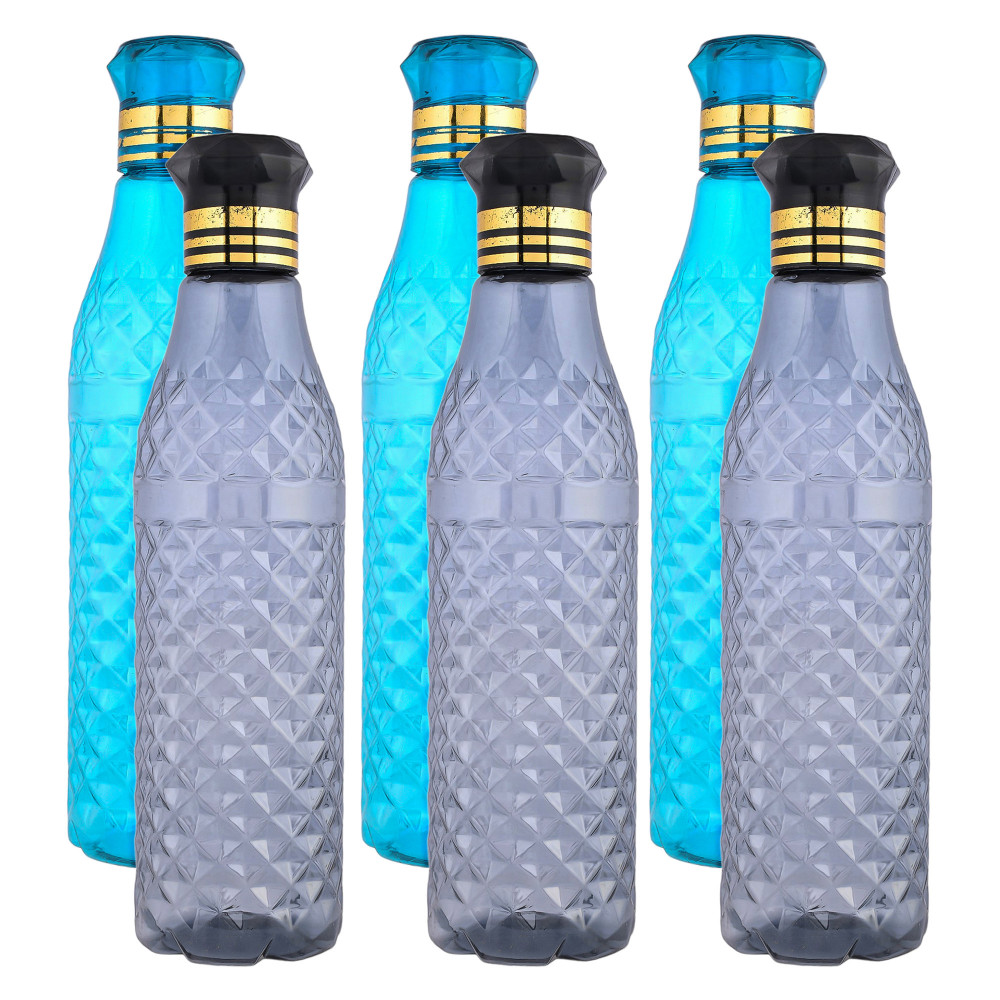 Kuber Industries Water Bottle | Plastic Water Bottle for Fridge | Water Bottle for Kitchen | Ideal for Restaurant | Water Bottle for Refrigerator | Crystal Bingo Bottle | 1 LTR | Pack of 6 | Multi