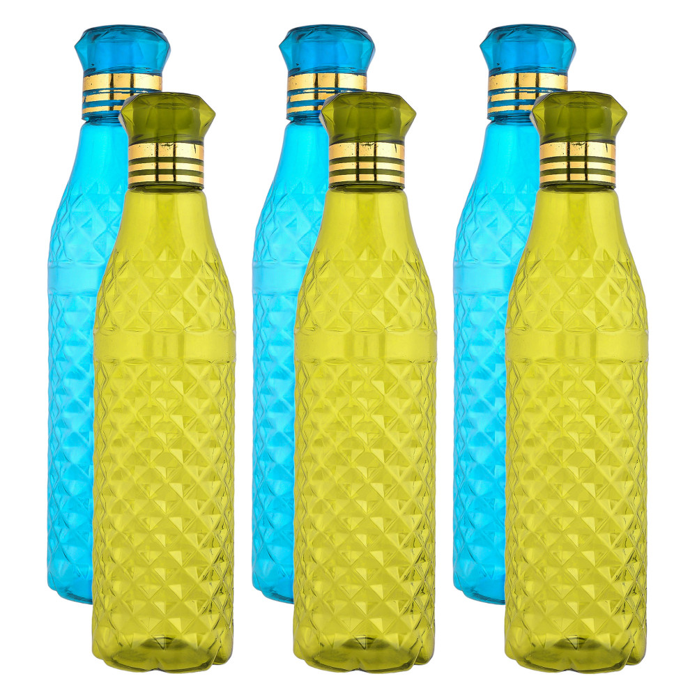 Kuber Industries Water Bottle | Plastic Water Bottle for Fridge | Water Bottle for Kitchen | Ideal for Restaurant | Water Bottle for Refrigerator | Crystal Bingo Bottle | 1 LTR | Pack of 6 | Multi
