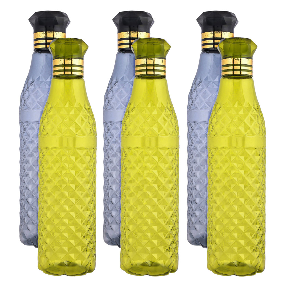 Kuber Industries Water Bottle | Plastic Water Bottle for Fridge | Water Bottle for Kitchen | Ideal for Restaurant | Water Bottle for Refrigerator | Crystal Bingo Bottle | 1 LTR | Pack of 6 | Multi