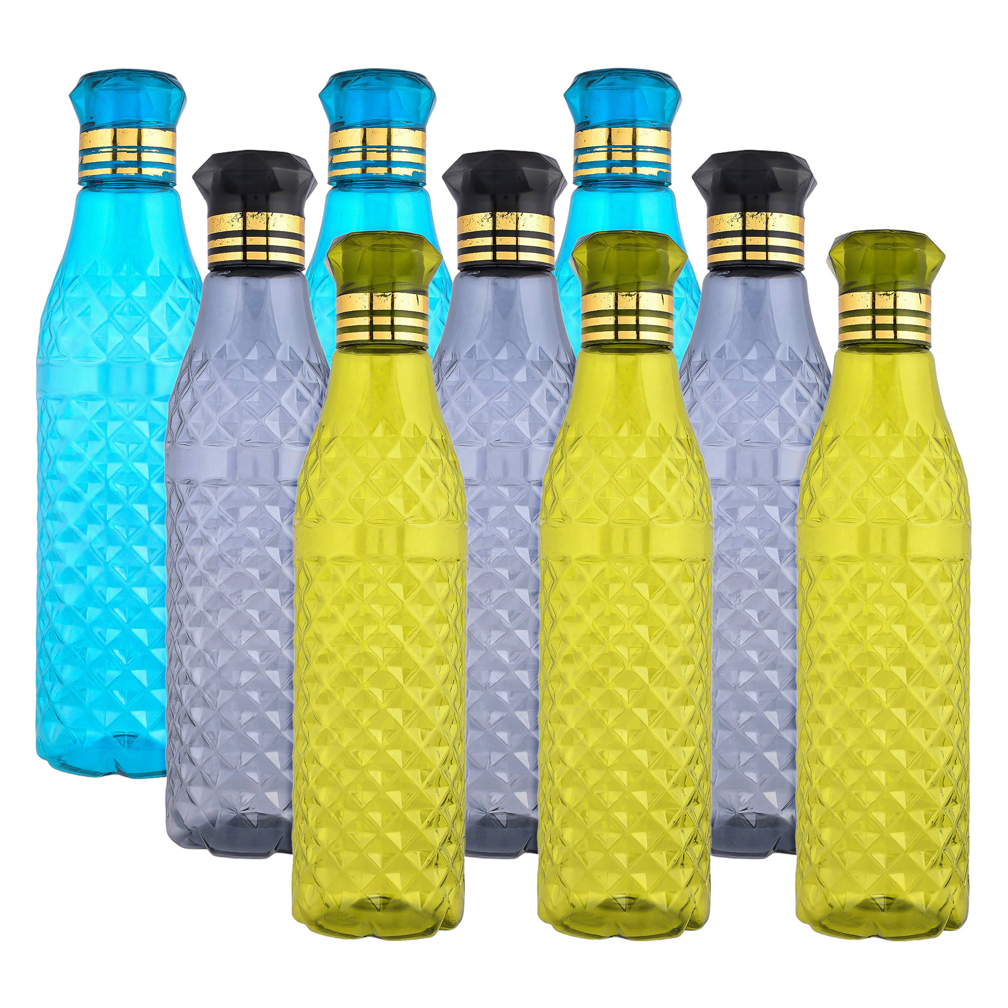 Kuber Industries Water Bottle | Plastic Water Bottle for Fridge | Water Bottle for Kitchen | Ideal for Restaurant | Water Bottle for Refrigerator | Crystal Bingo Bottle | 1 LTR | Pack of 9 | Multi