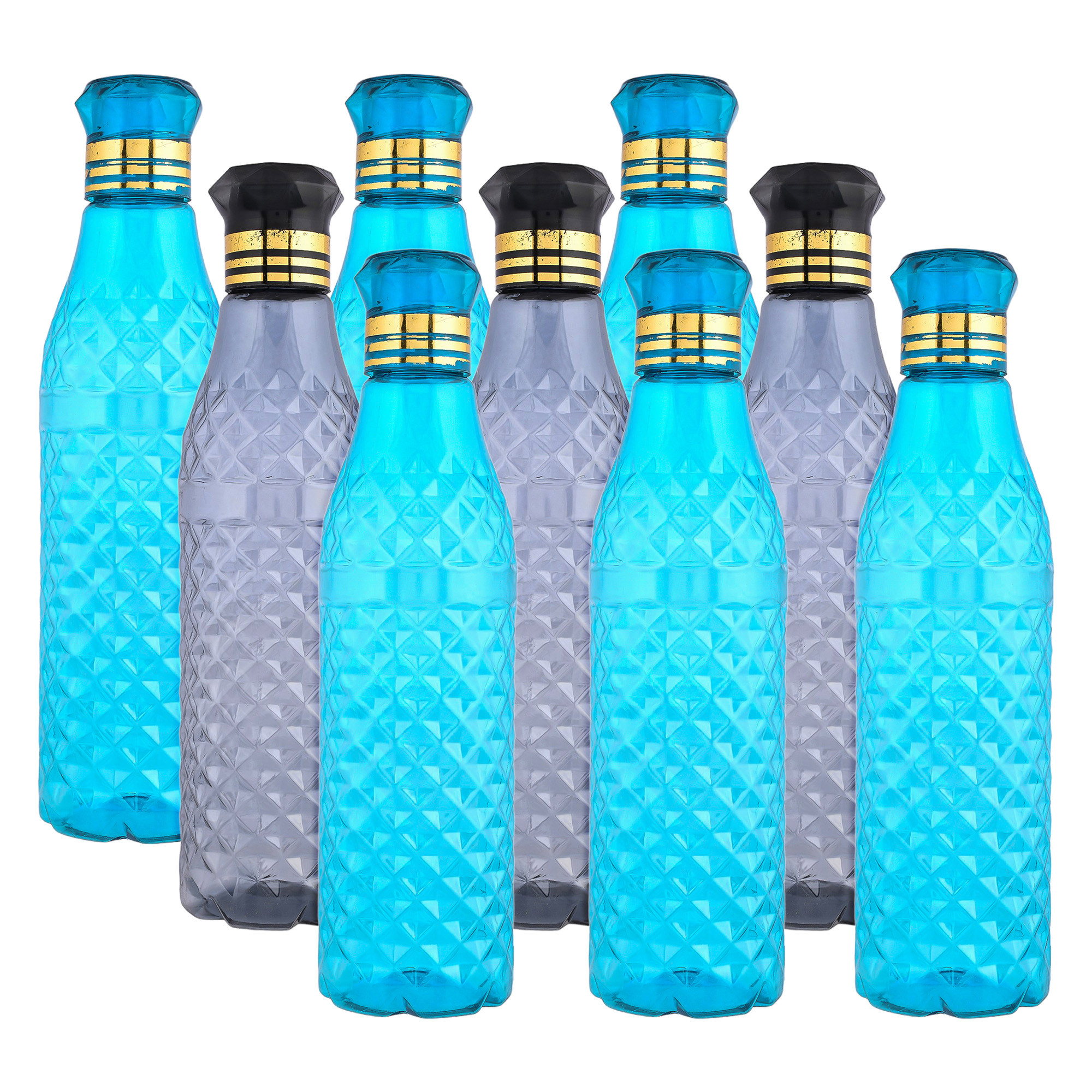 Kuber Industries Water Bottle | Plastic Water Bottle for Fridge | Water Bottle for Kitchen | Ideal for Restaurant | Water Bottle for Refrigerator | Crystal Bingo Bottle | 1 LTR | Pack of 9 | Multi