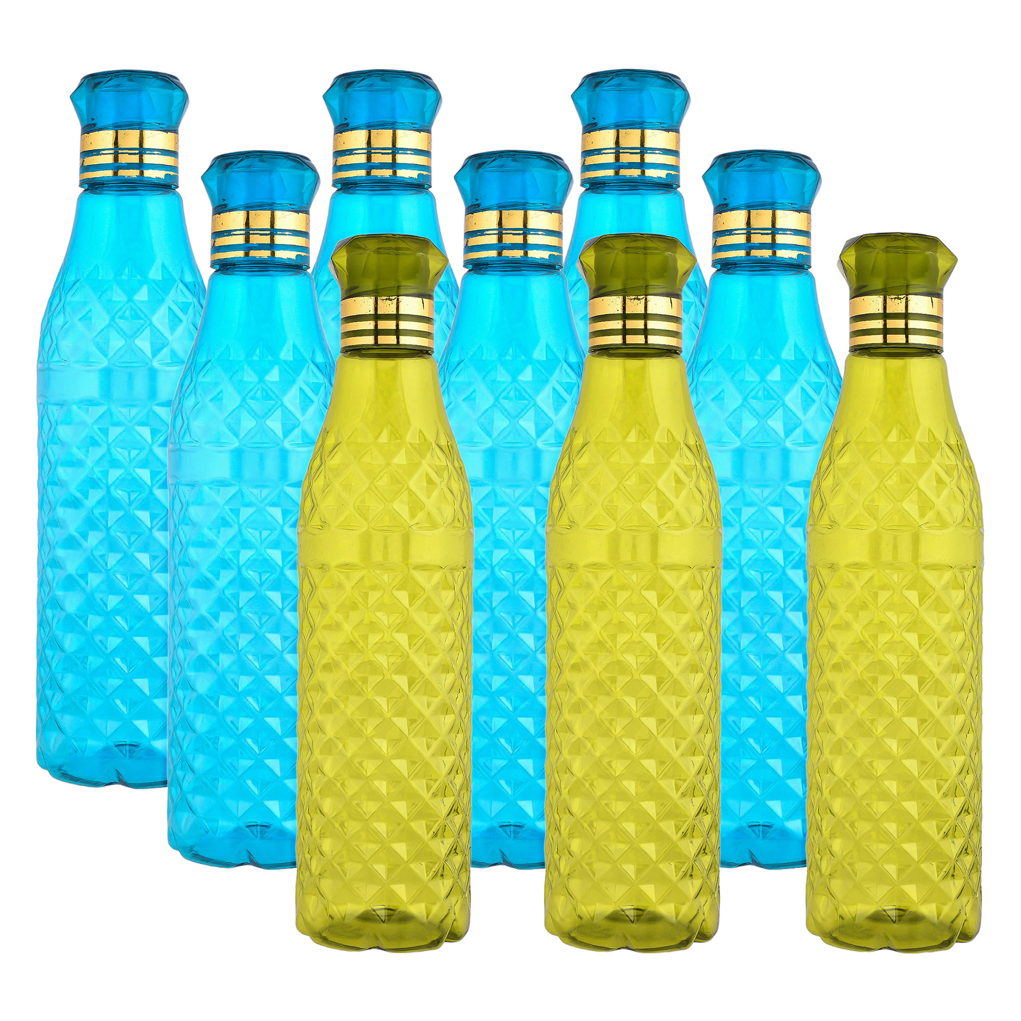 Kuber Industries Water Bottle | Plastic Water Bottle for Fridge | Water Bottle for Kitchen | Ideal for Restaurant | Water Bottle for Refrigerator | Crystal Bingo Bottle | 1 LTR | Pack of 9 | Multi