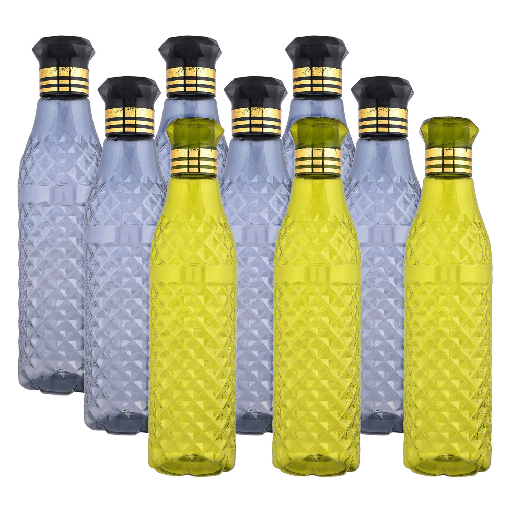 Kuber Industries Water Bottle | Plastic Water Bottle for Fridge | Water Bottle for Kitchen | Ideal for Restaurant | Water Bottle for Refrigerator | Crystal Bingo Bottle | 1 LTR | Pack of 9 | Multi