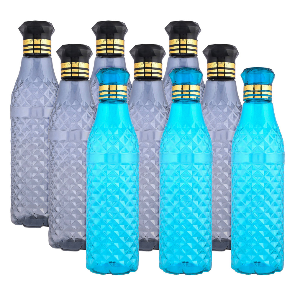 Kuber Industries Water Bottle | Plastic Water Bottle for Fridge | Water Bottle for Kitchen | Ideal for Restaurant | Water Bottle for Refrigerator | Crystal Bingo Bottle | 1 LTR | Pack of 9 | Multi