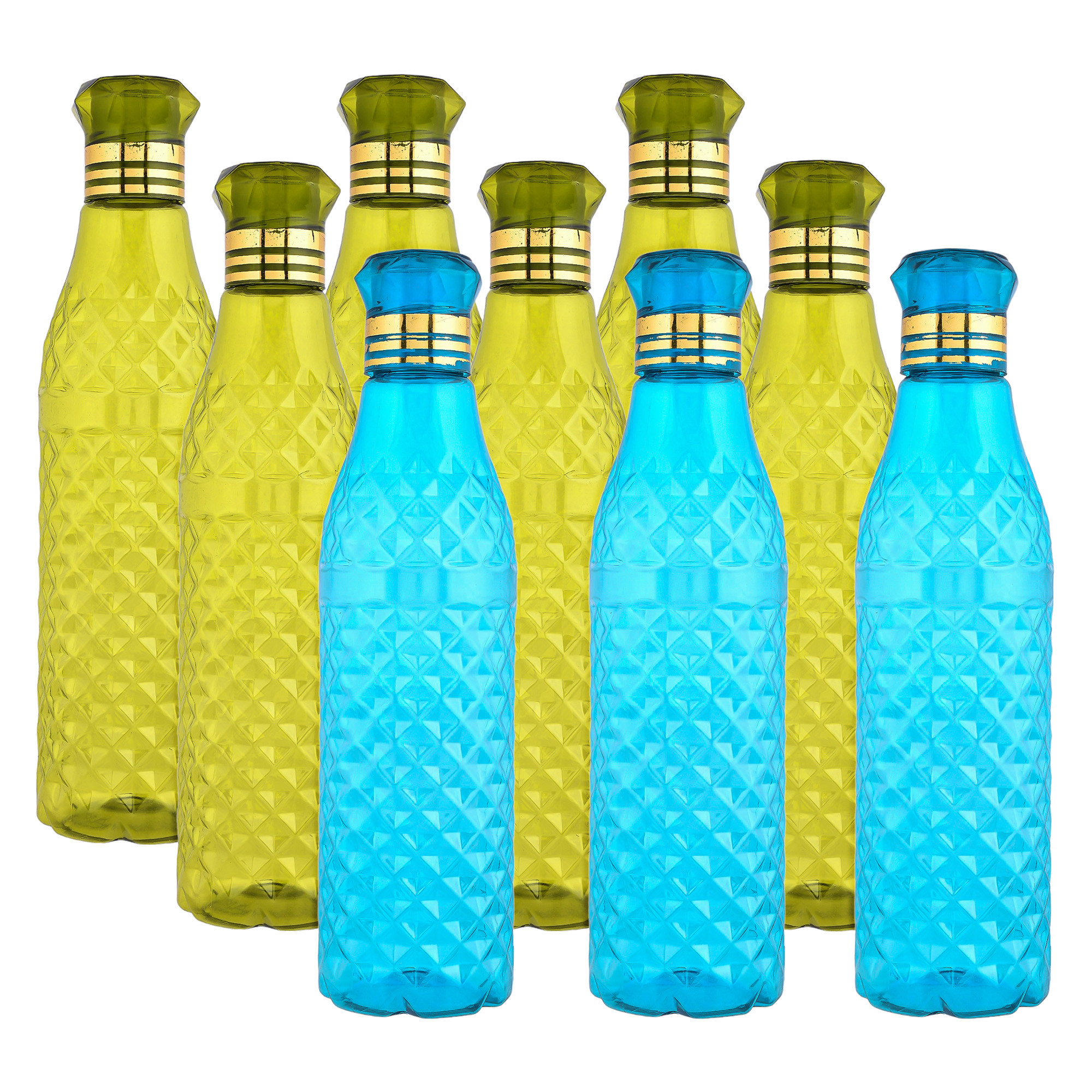 Kuber Industries Water Bottle | Plastic Water Bottle for Fridge | Water Bottle for Kitchen | Ideal for Restaurant | Water Bottle for Refrigerator | Crystal Bingo Bottle | 1 LTR | Pack of 9 | Multi