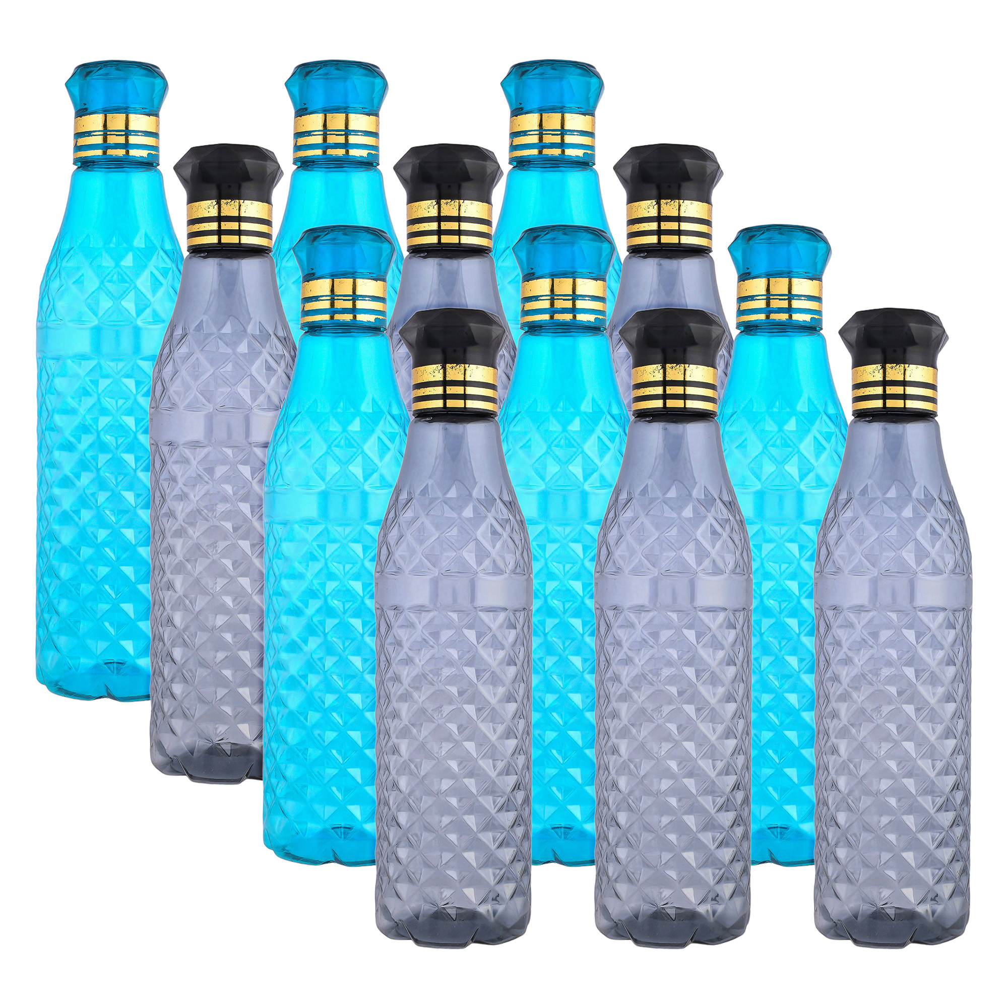 Kuber Industries Water Bottle | Plastic Water Bottle for Fridge | Water Bottle for Kitchen | Ideal for Restaurant | Water Bottle for Refrigerator | Crystal Bingo Bottle | 1 LTR | Pack of 12 | Multi