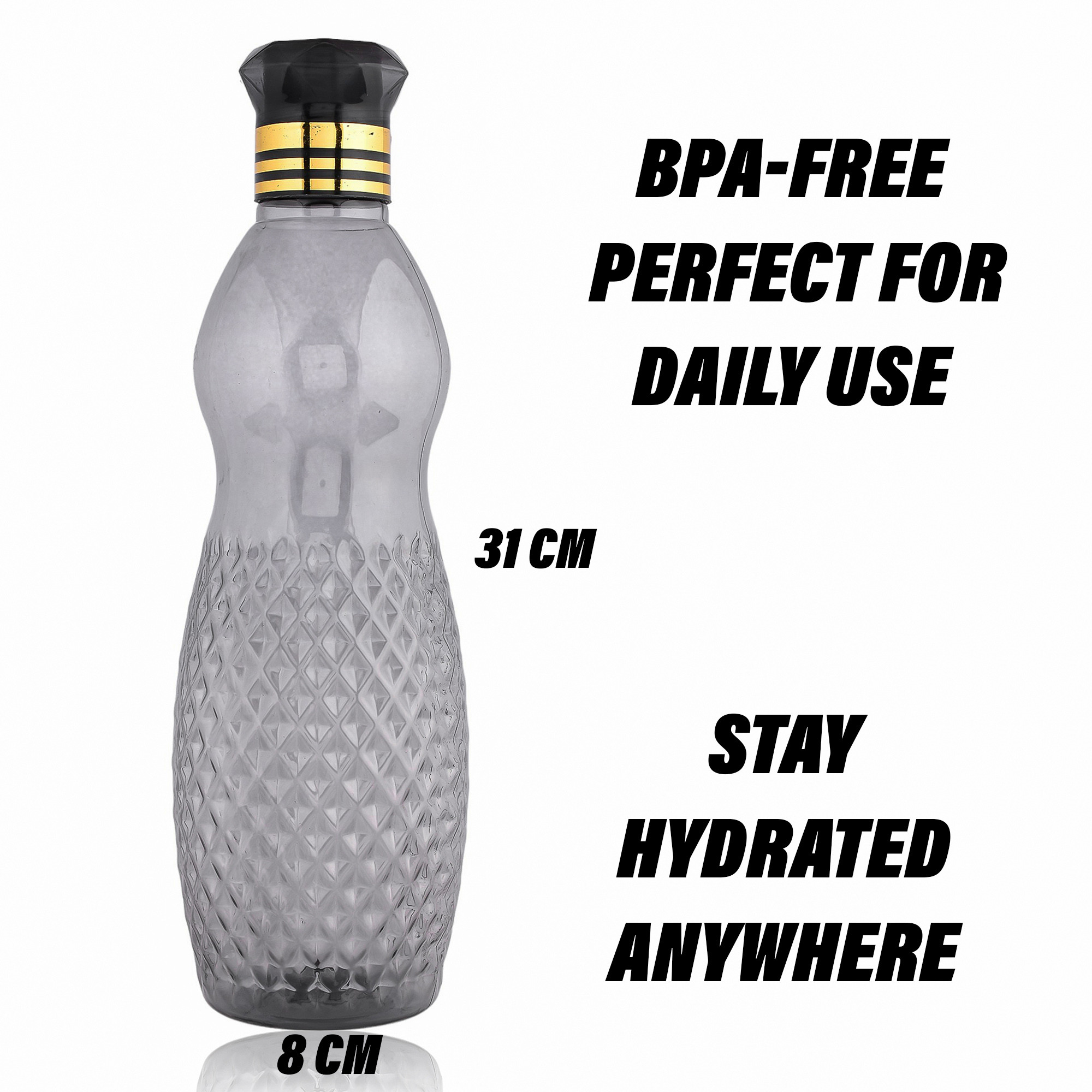 Kuber Industries Water Bottle | Plastic Water Bottle for Fridge | Water Bottle for Kitchen | Ideal for Restaurant | Water Bottle for Refrigerator | Dolphine Bottle | 1 LTR |Black