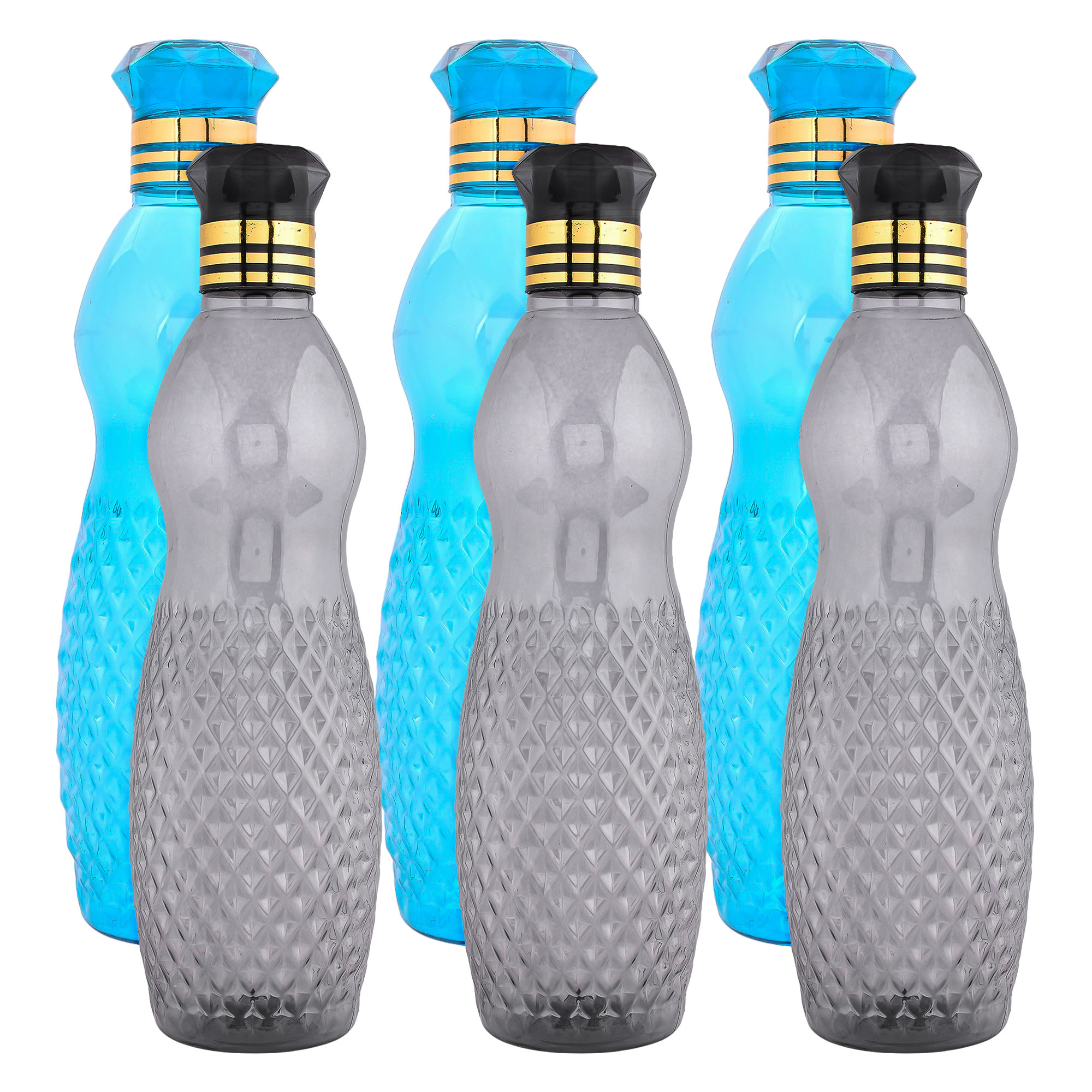 Kuber Industries Water Bottle | Plastic Water Bottle for Fridge | Water Bottle for Kitchen | Ideal for Restaurant | Water Bottle for Refrigerator | Dolphine Bottle | 1 LTR | Pack of 6 | Multi