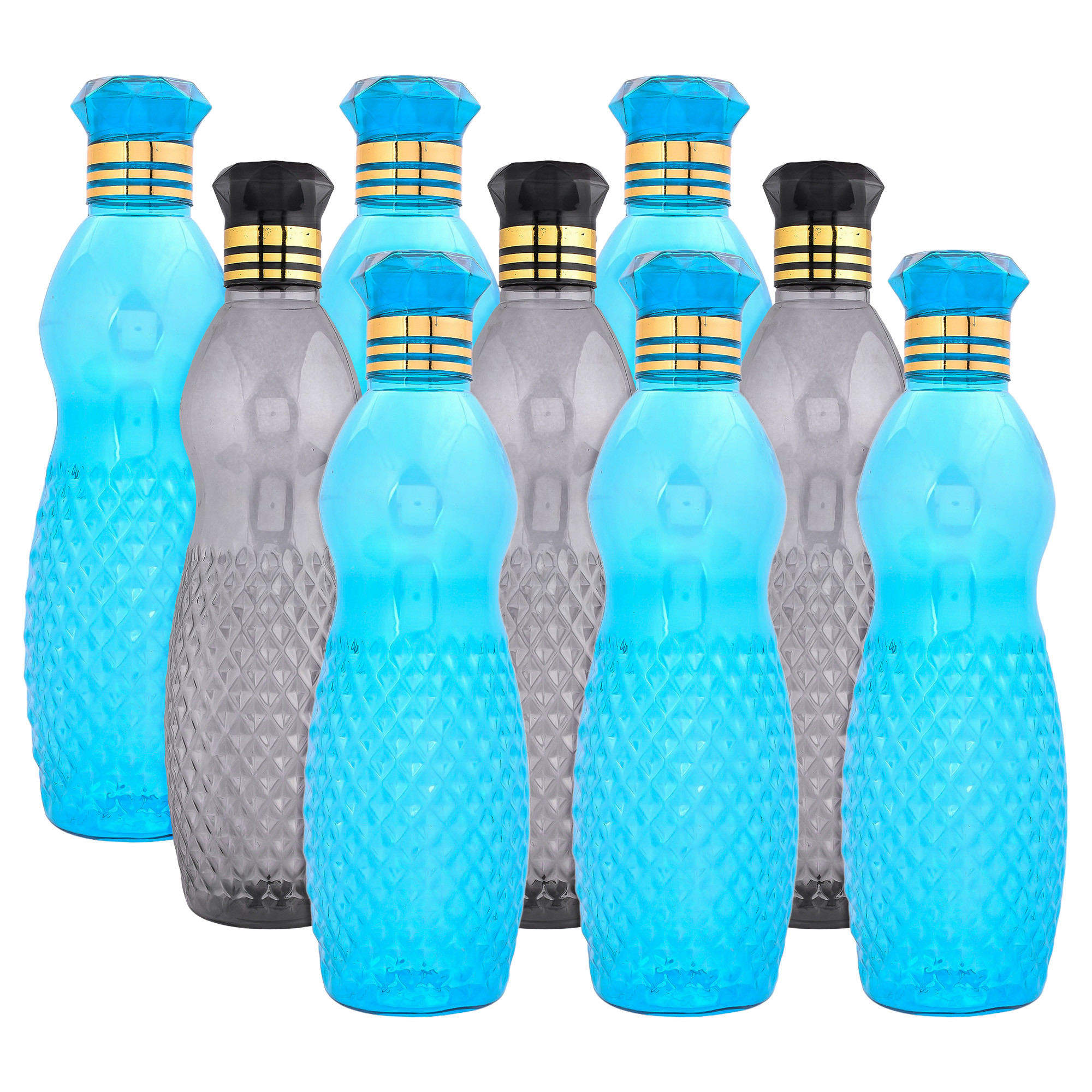 Kuber Industries Water Bottle | Plastic Water Bottle for Fridge | Water Bottle for Kitchen | Ideal for Restaurant | Water Bottle for Refrigerator | Dolphine Bottle | 1 LTR | Pack of 9 | Multi