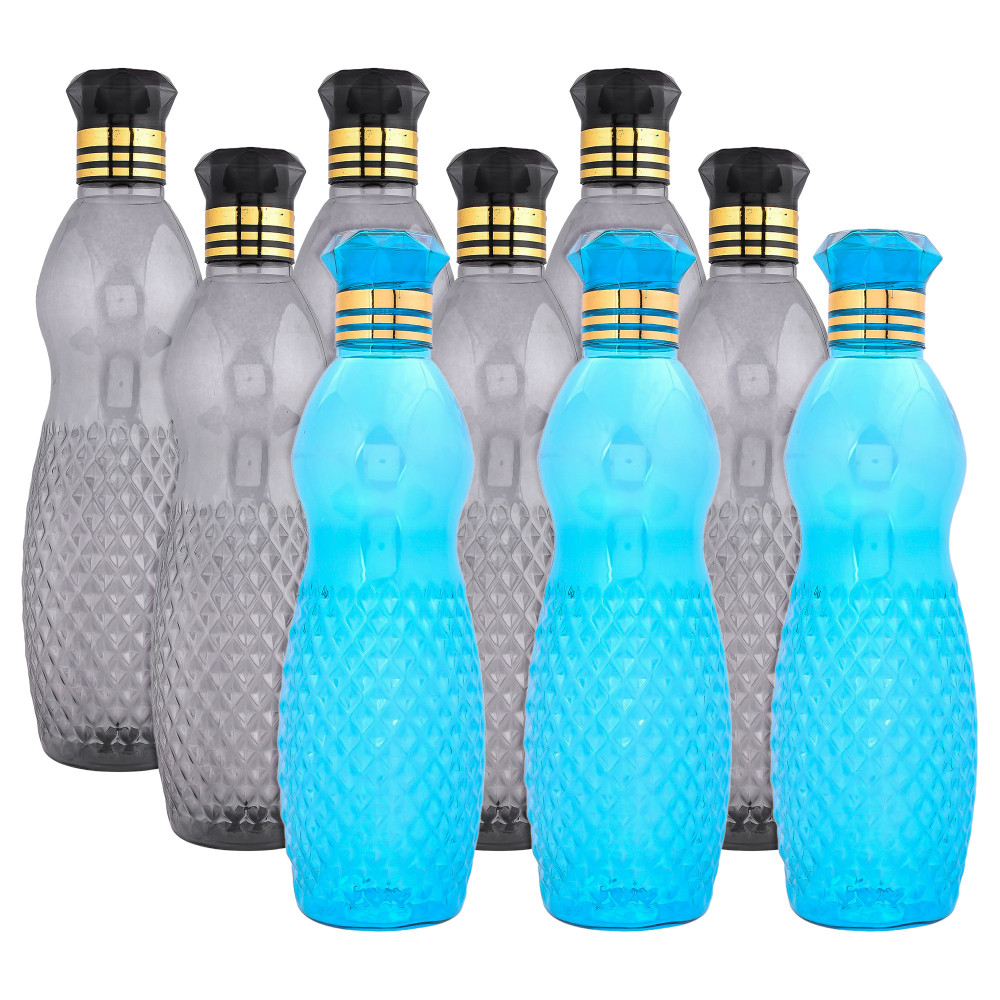 Kuber Industries Water Bottle | Plastic Water Bottle for Fridge | Water Bottle for Kitchen | Ideal for Restaurant | Water Bottle for Refrigerator | Dolphine Bottle | 1 LTR | Pack of 9 | Multi