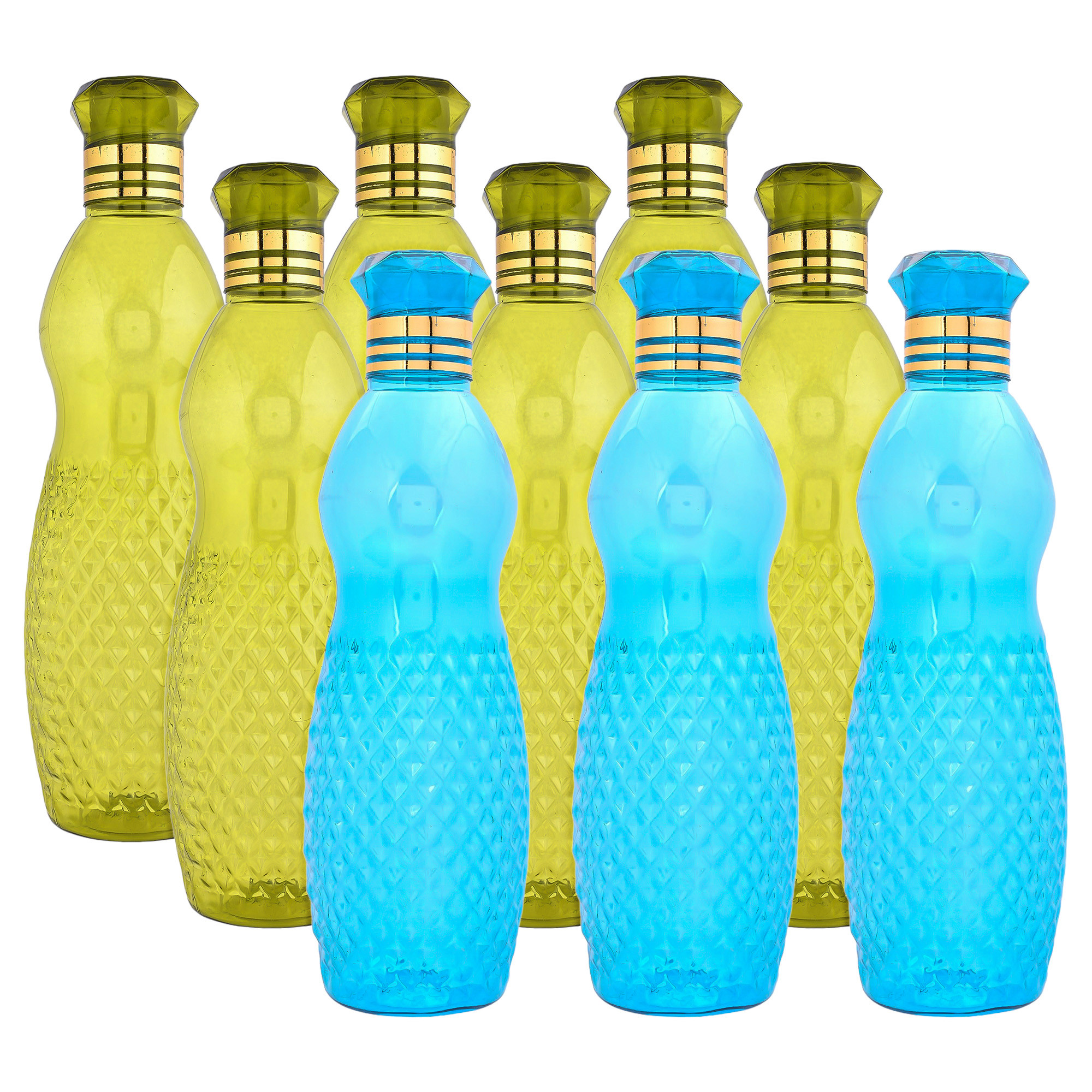 Kuber Industries Water Bottle | Plastic Water Bottle for Fridge | Water Bottle for Kitchen | Ideal for Restaurant | Water Bottle for Refrigerator | Dolphine Bottle | 1 LTR | Pack of 9 | Multi