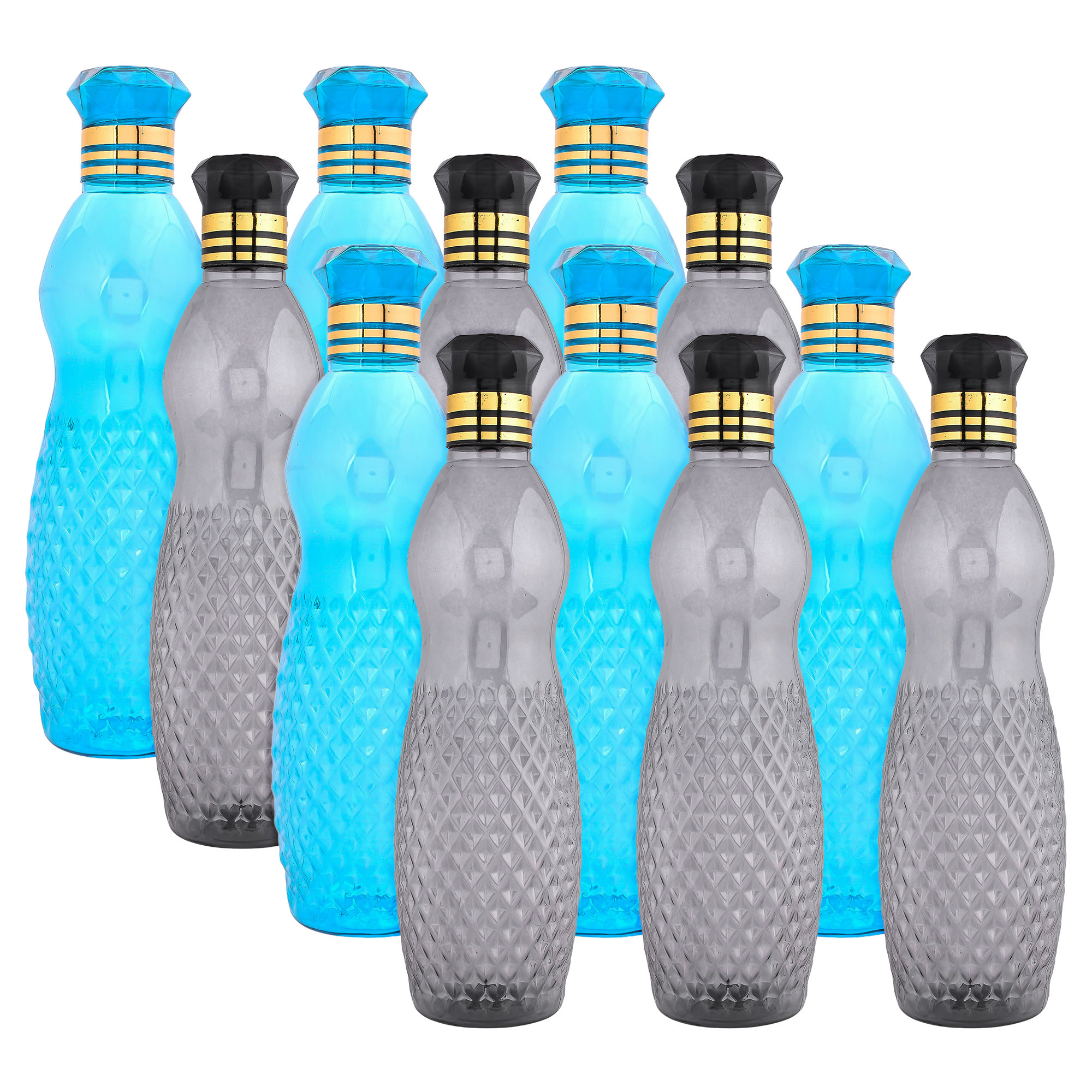 Kuber Industries Water Bottle | Plastic Water Bottle for Fridge | Water Bottle for Kitchen | Ideal for Restaurant | Water Bottle for Refrigerator | Dolphine Bottle | 1 LTR | Pack of 12 | Multi