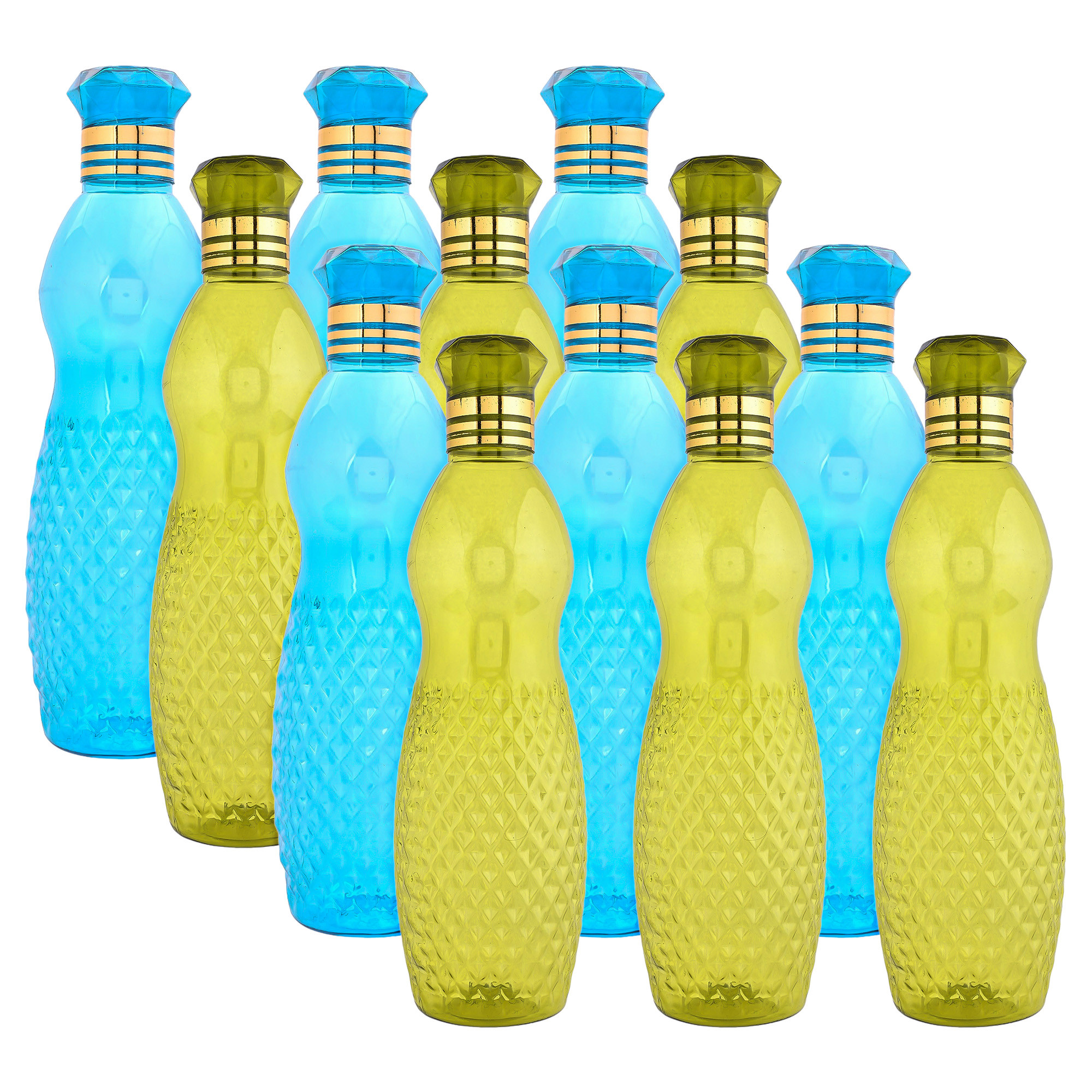 Kuber Industries Water Bottle | Plastic Water Bottle for Fridge | Water Bottle for Kitchen | Ideal for Restaurant | Water Bottle for Refrigerator | Dolphine Bottle | 1 LTR | Pack of 12 | Multi