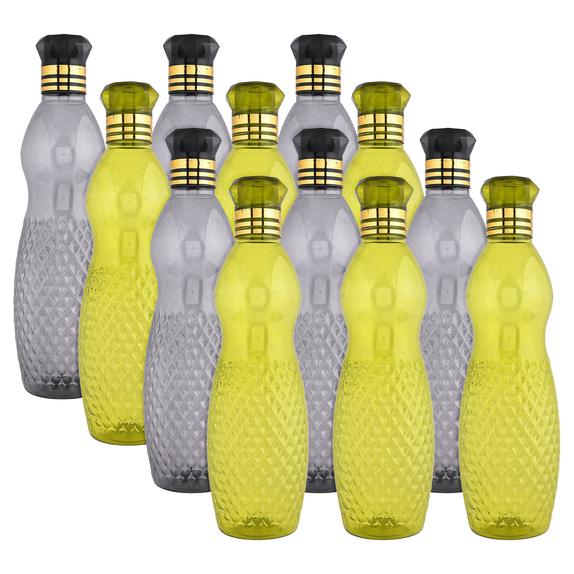 Kuber Industries Water Bottle | Plastic Water Bottle for Fridge | Water Bottle for Kitchen | Ideal for Restaurant | Water Bottle for Refrigerator | Dolphine Bottle | 1 LTR | Pack of 12 | Multi