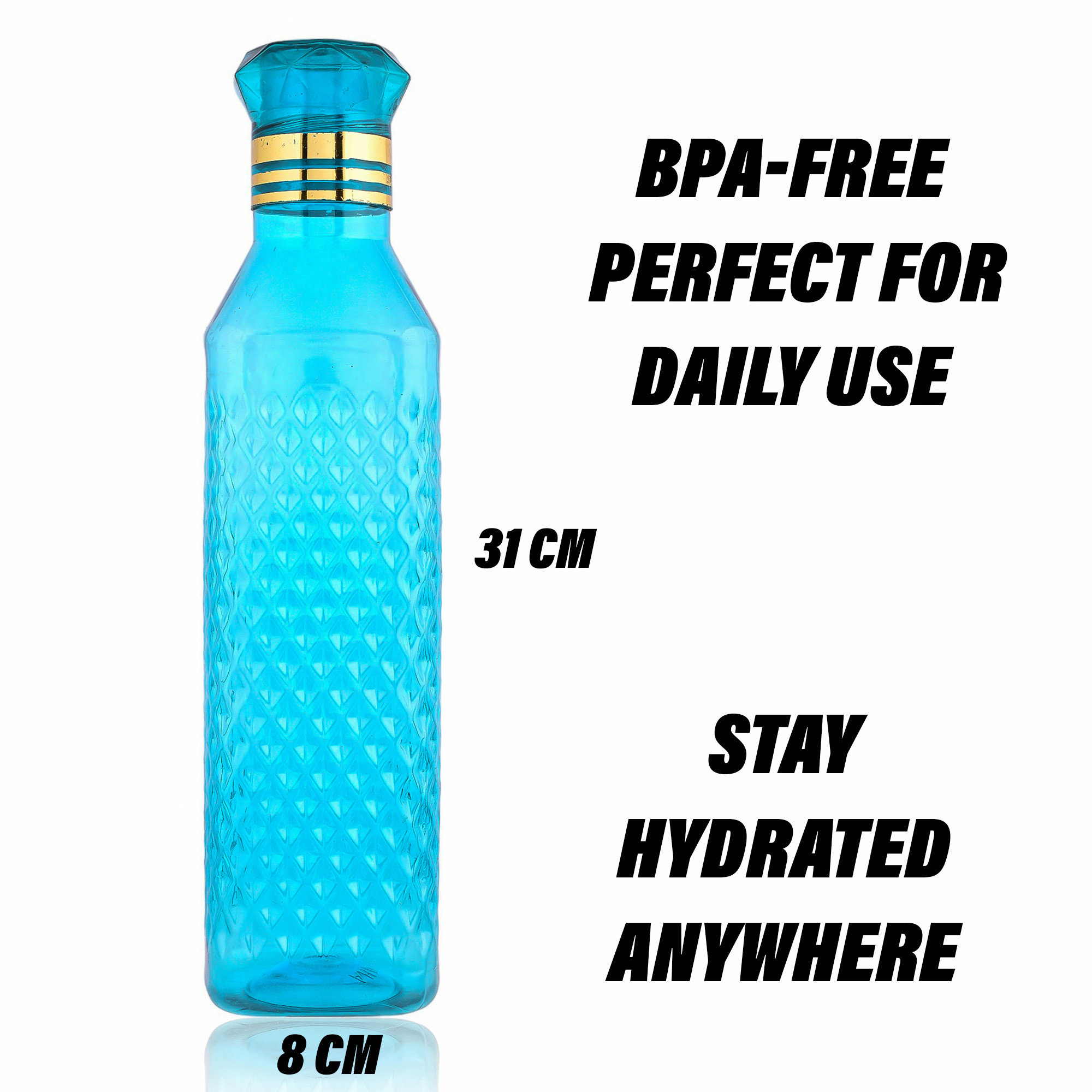 Kuber Industries Water Bottle | Plastic Water Bottle for Fridge | Water Bottle for Kitchen | Ideal for Restaurant | Water Bottle for Refrigerator | Square H2O Bottle | 1 LTR |Blue