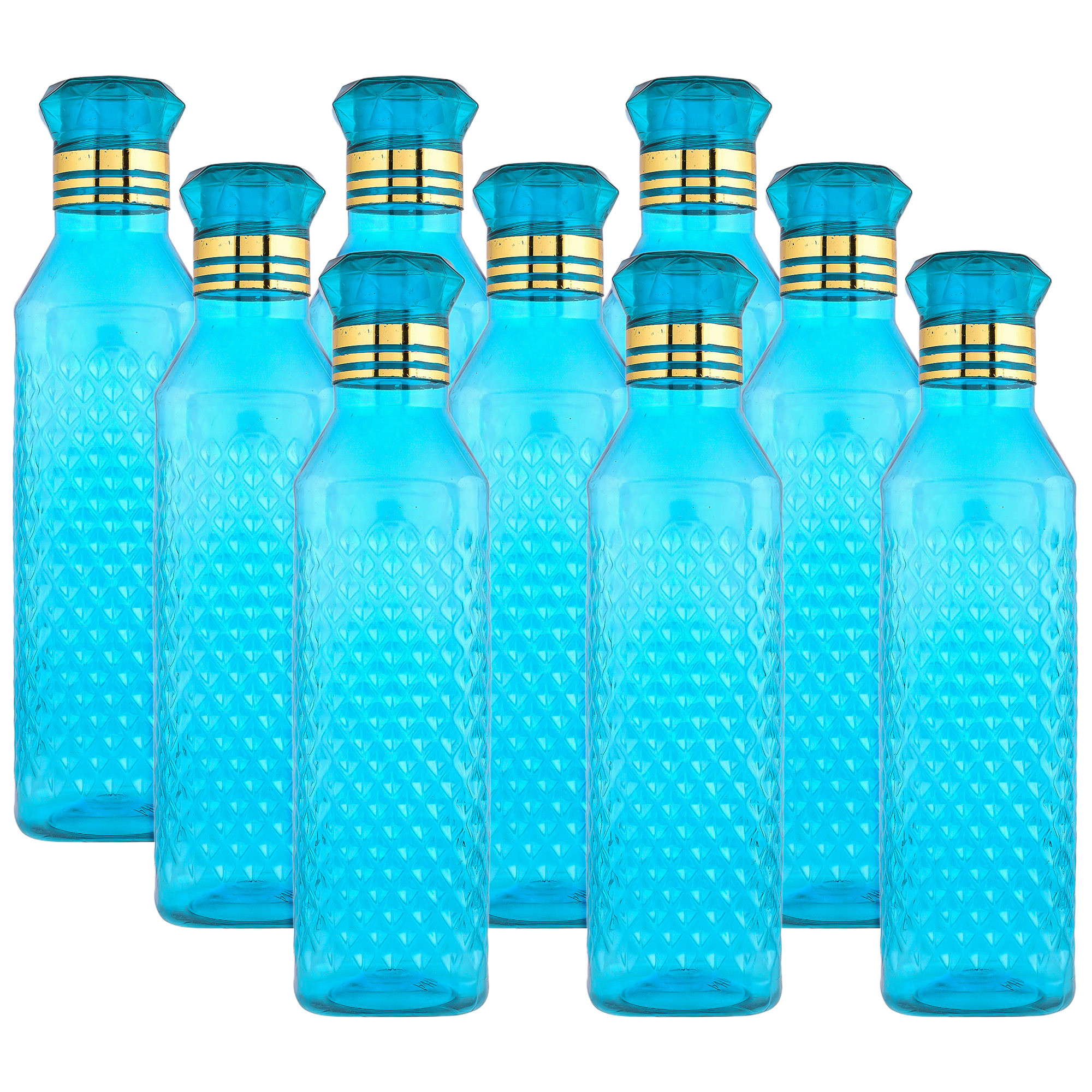 Kuber Industries Water Bottle | Plastic Water Bottle for Fridge | Water Bottle for Kitchen | Ideal for Restaurant | Water Bottle for Refrigerator | Square H2O Bottle | 1 LTR |Blue