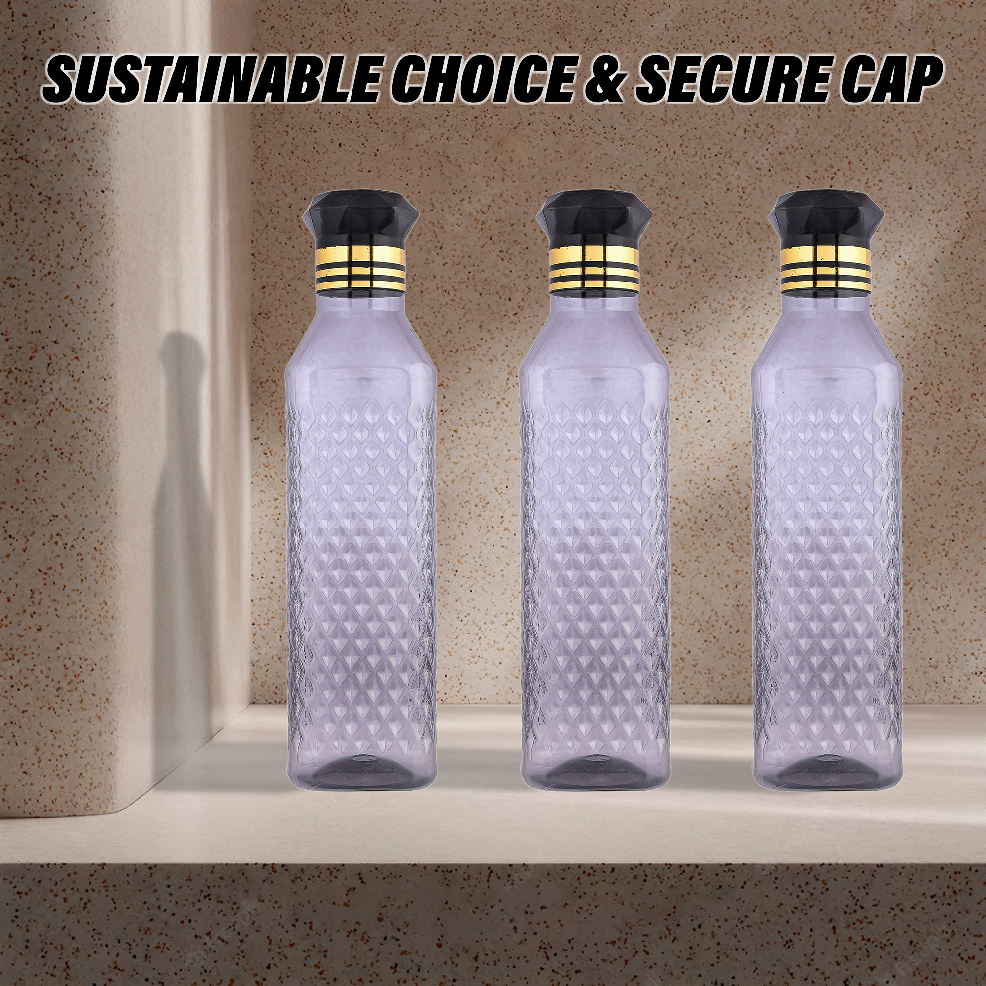 Kuber Industries Water Bottle | Plastic Water Bottle for Fridge | Water Bottle for Kitchen | Ideal for Restaurant | Water Bottle for Refrigerator | Square H2O Bottle | 1 LTR | Pack of 6 | Multi